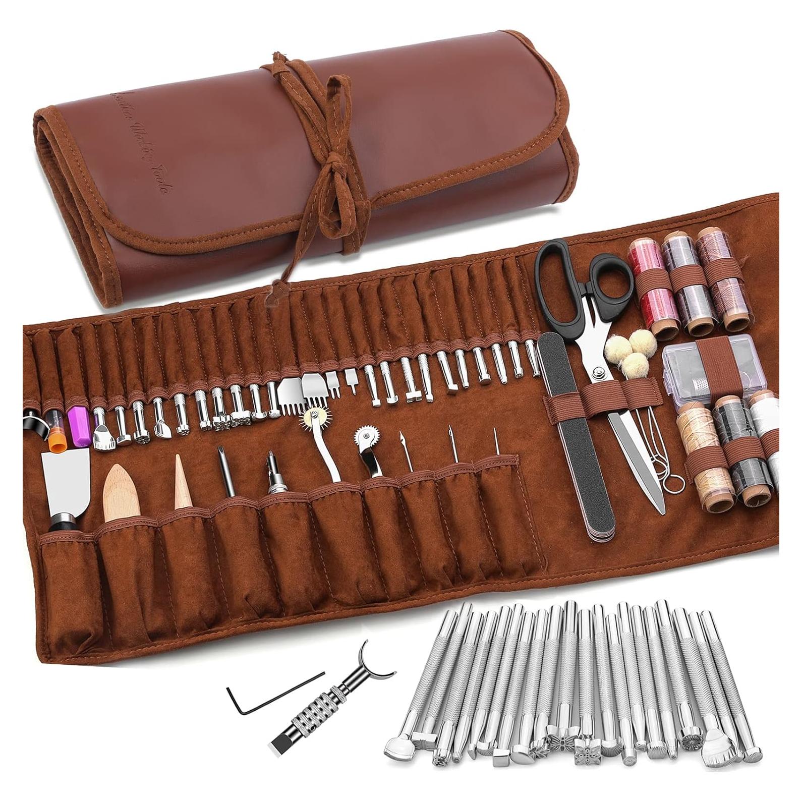 Kit de Herramientas de Trabajo en Cuero TLKKUE 72 Piezas