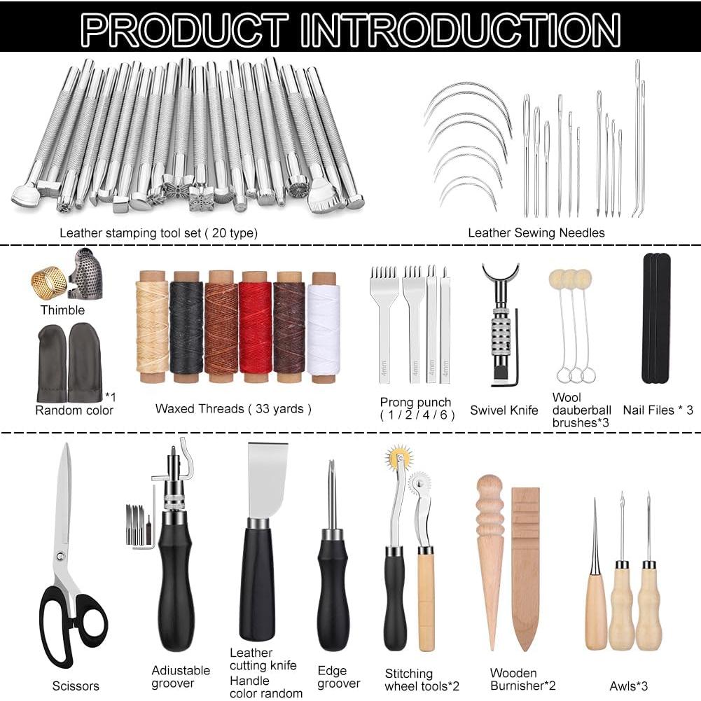 Kit de Herramientas de Trabajo en Cuero TLKKUE 72 Piezas