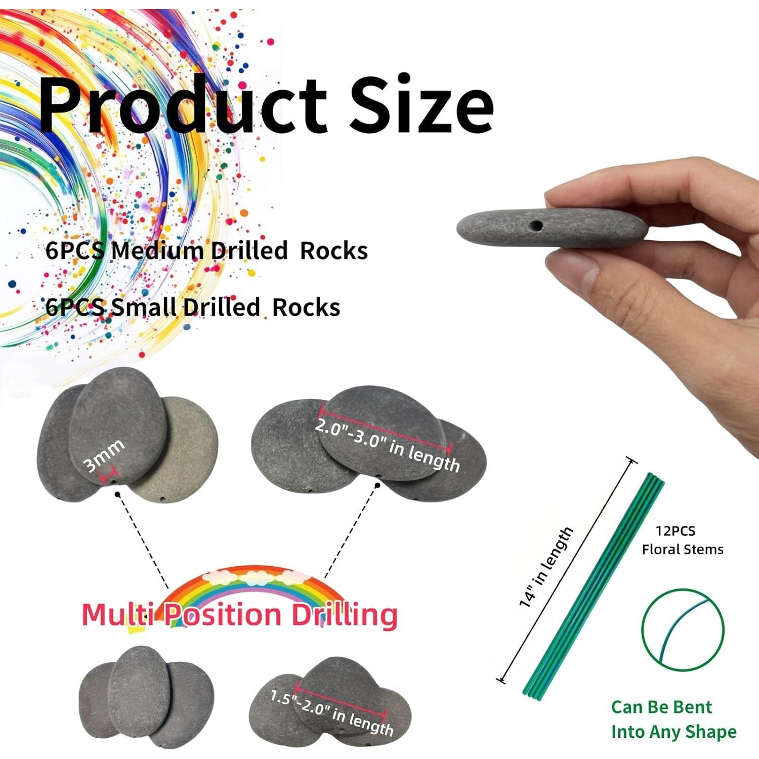 Rocas para Pintar LIFETOP 12PCS con Alambre Floral Decorativo