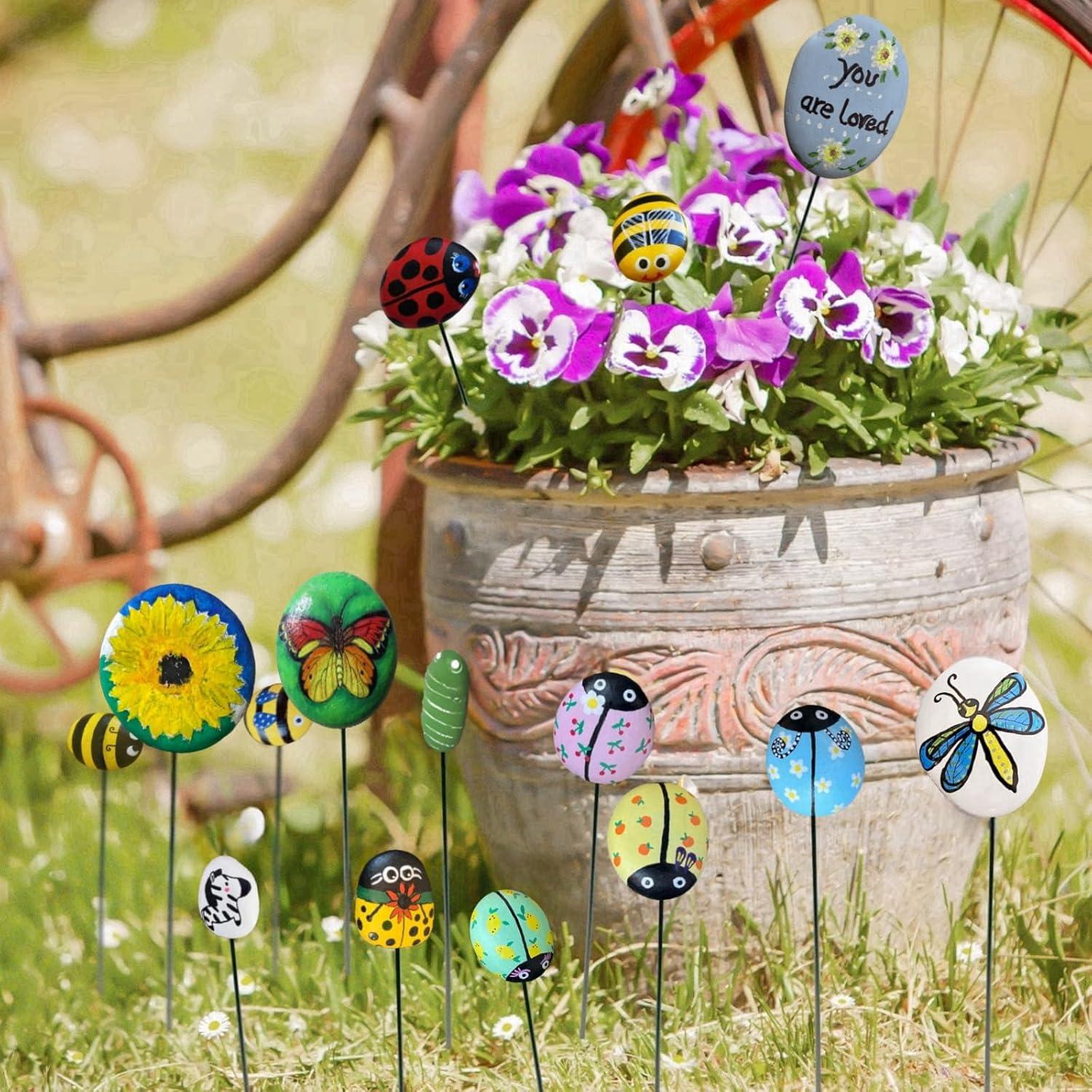 Rocas para Pintar LIFETOP 12PCS con Alambre Floral Decorativo