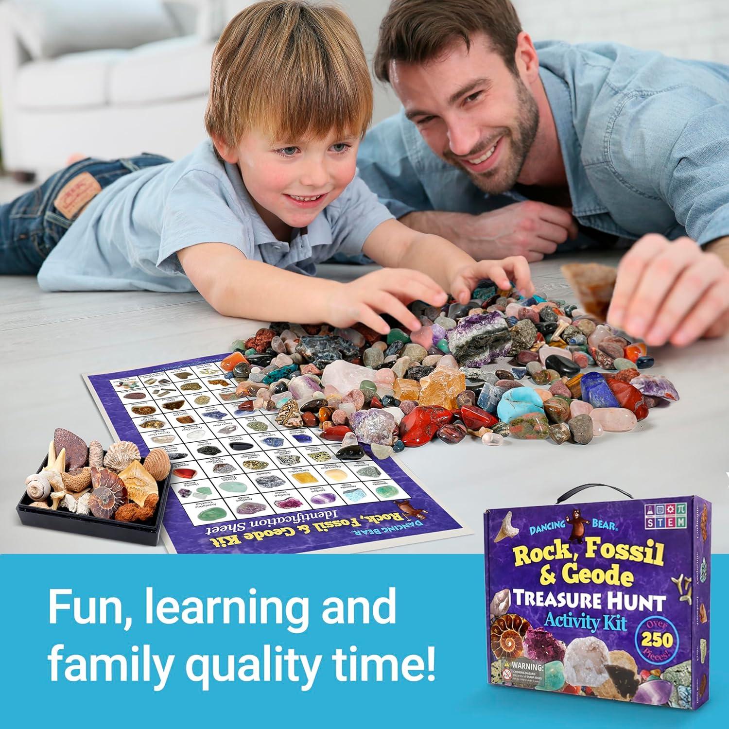 Kit de Actividad de Búsqueda de Rocas y Minerales Dancing Bear - 250 Piezas