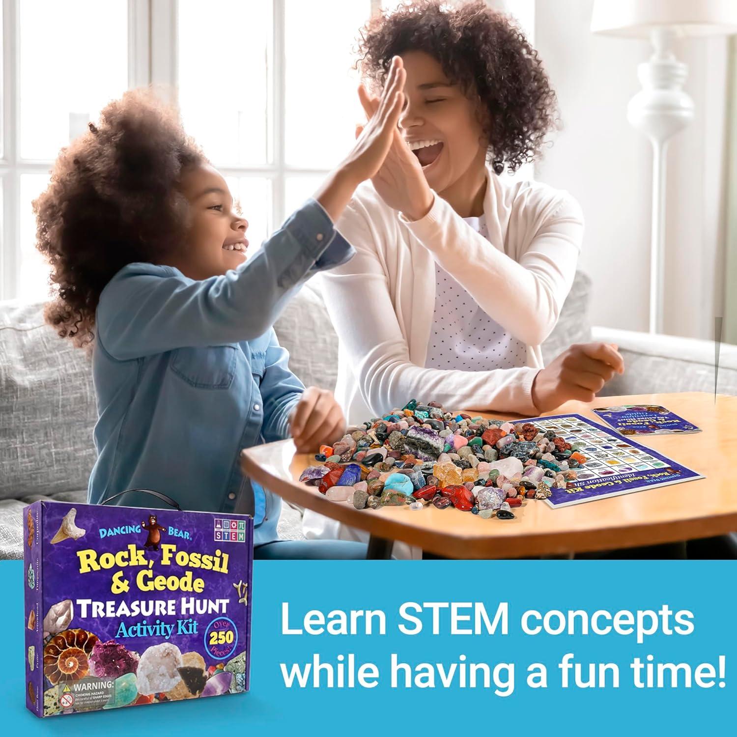 Kit de Actividad de Búsqueda de Rocas y Minerales Dancing Bear - 250 Piezas