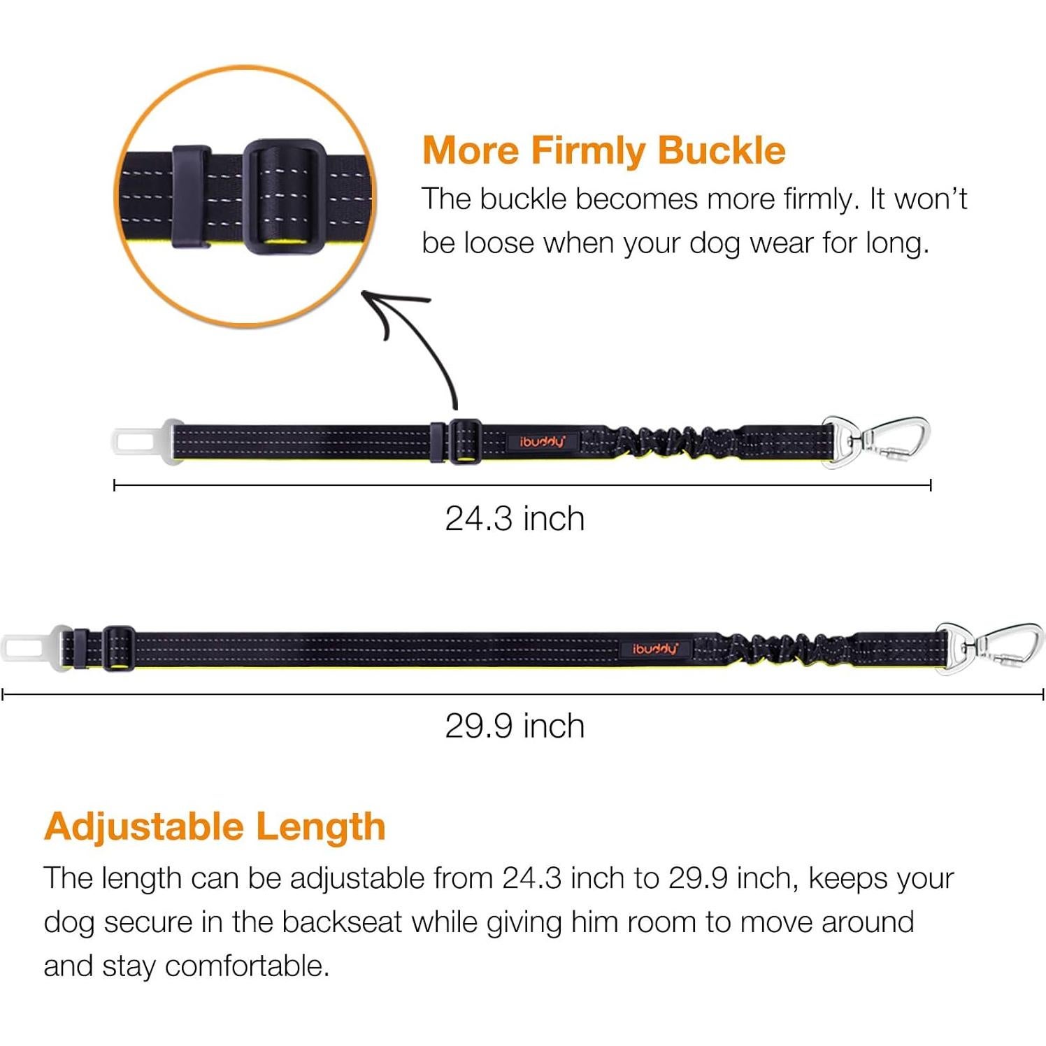 Cinturón de Seguridad para Perros iBuddy Ajustable 61.8-75.9 cm