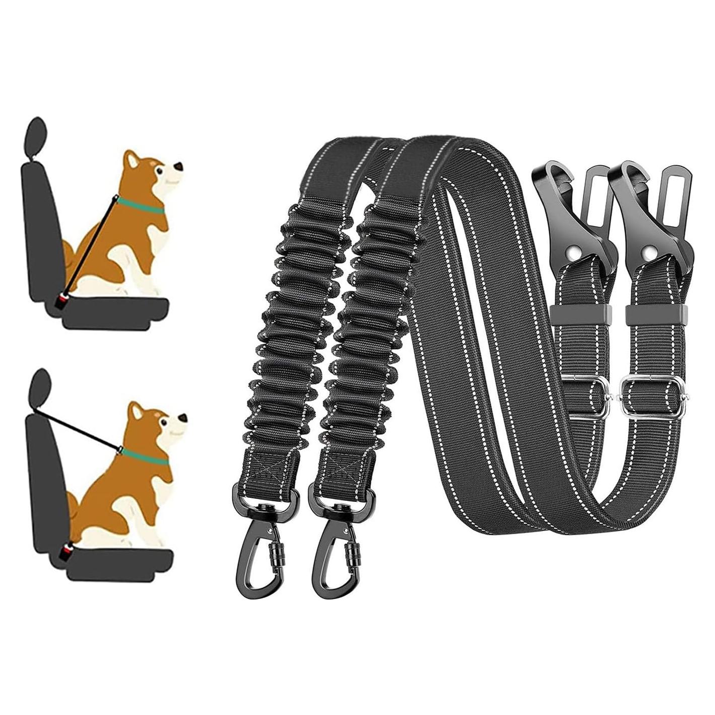 Cinturones de Seguridad para Perros Amzbear - Paquete de 2 Ajustables