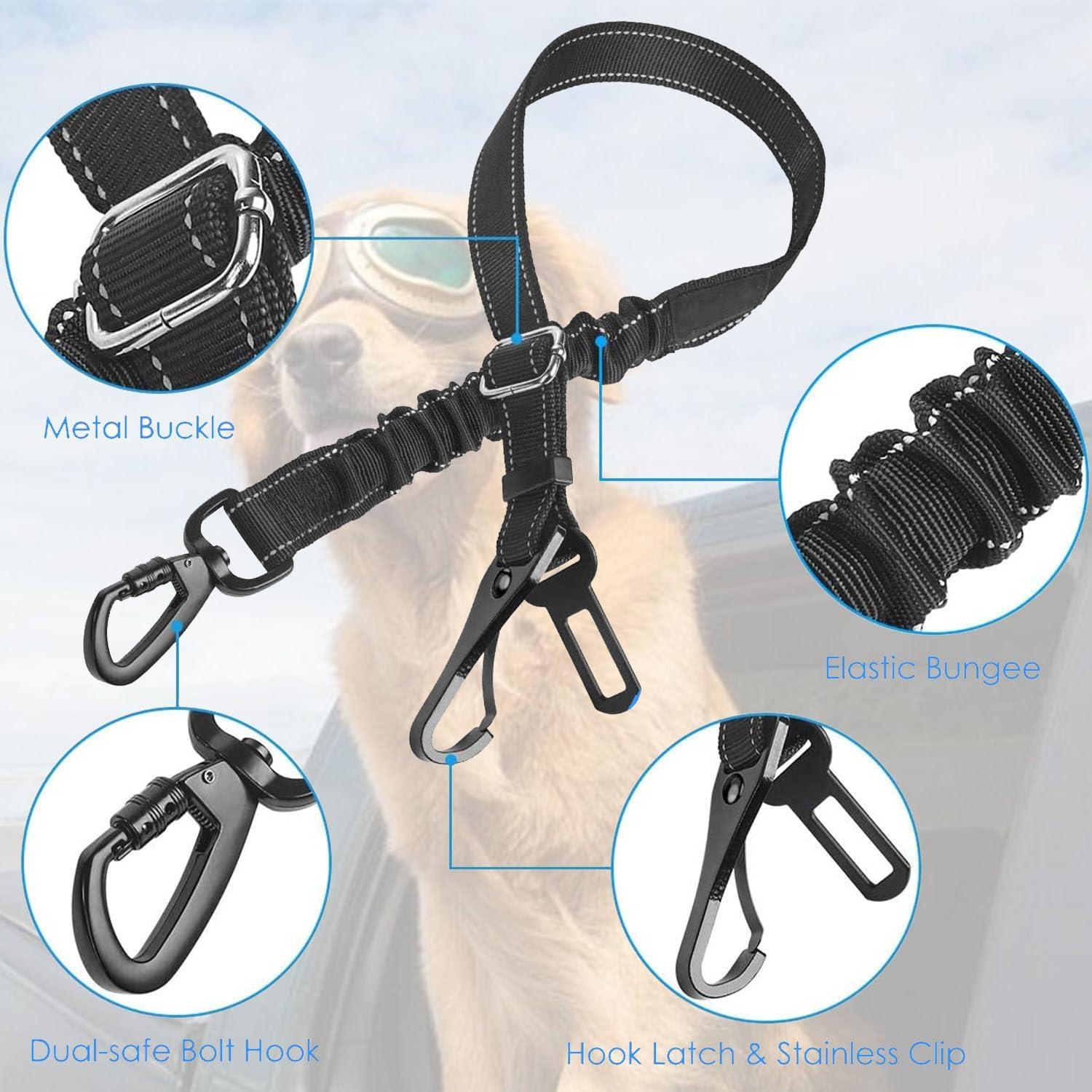 Cinturones de Seguridad para Perros Amzbear - Paquete de 2 Ajustables