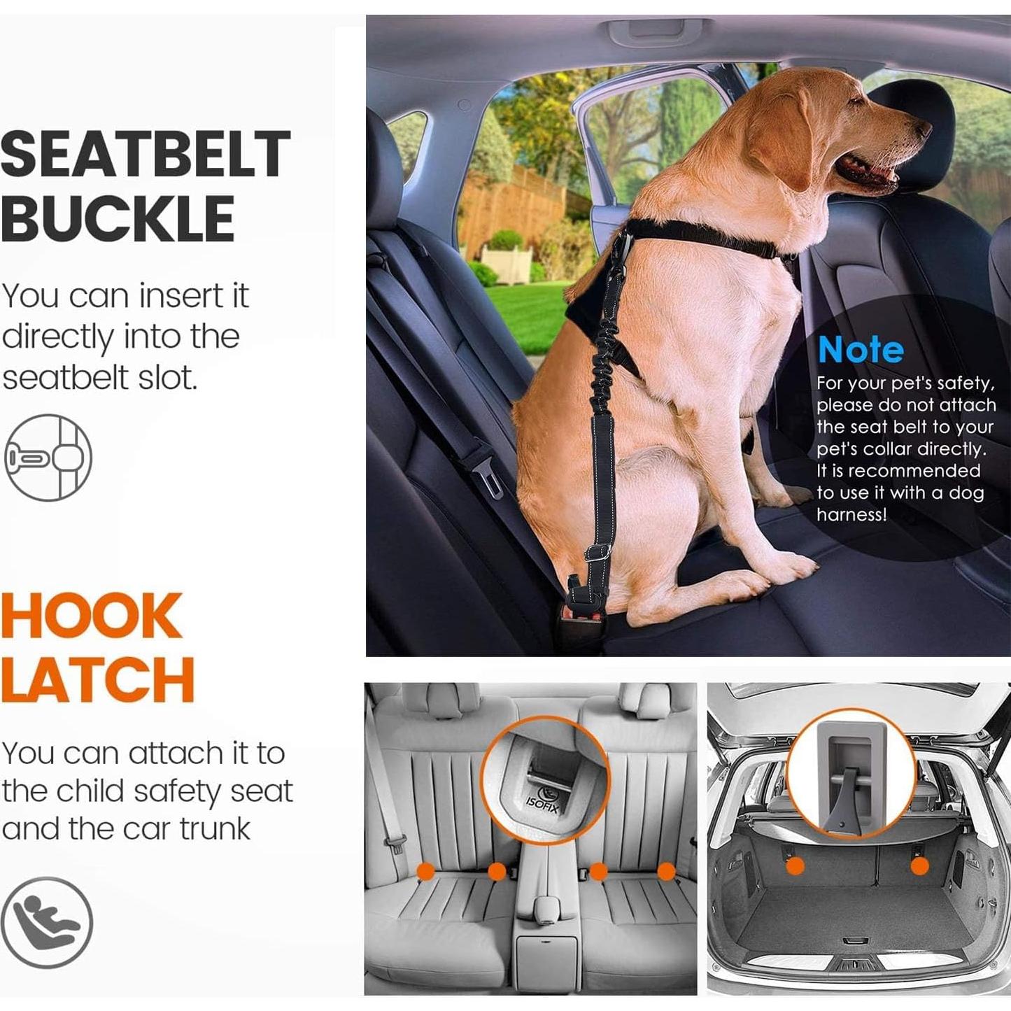 Cinturones de Seguridad para Perros Amzbear - Paquete de 2 Ajustables