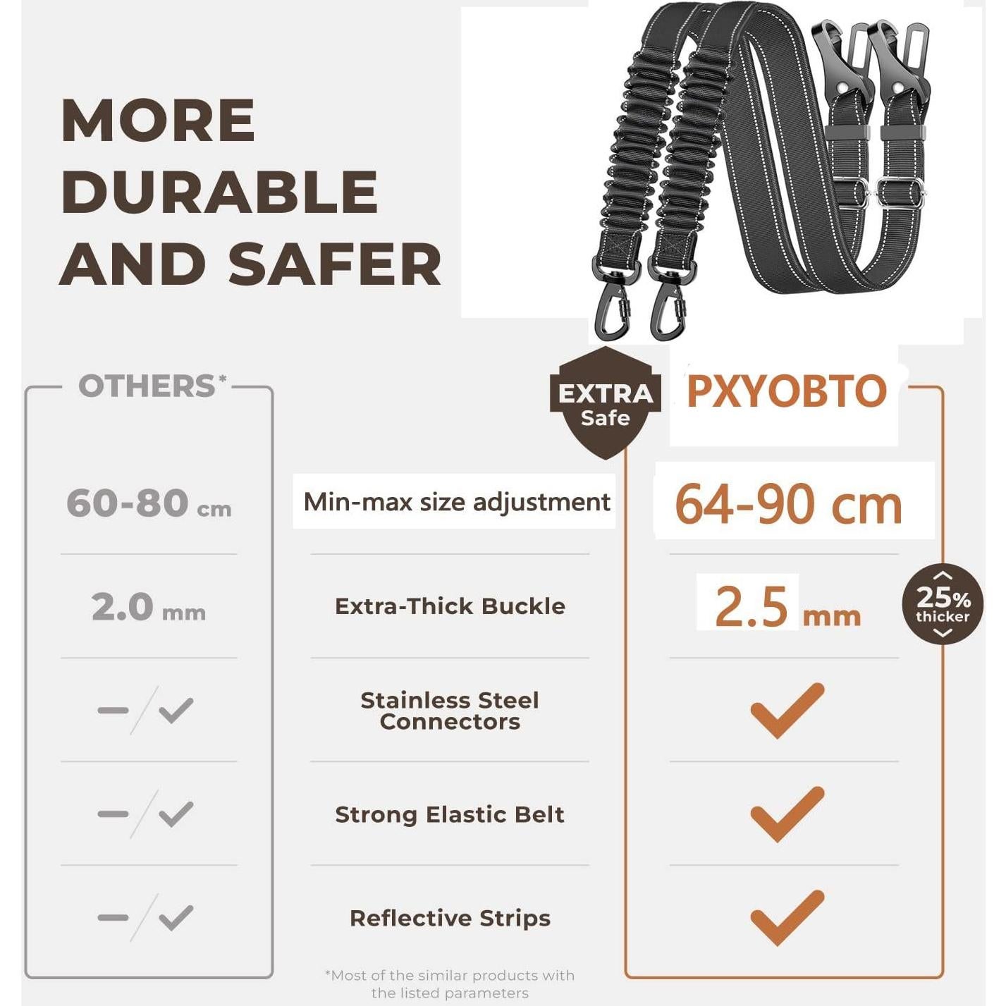 Cinturones de Seguridad para Perros Amzbear - Paquete de 2 Ajustables