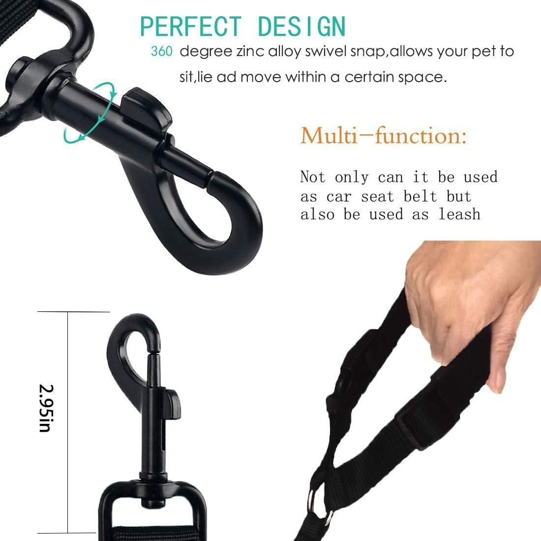 Correa de Seguridad para Mascotas Suytipe Ajustable 2Pack Negro