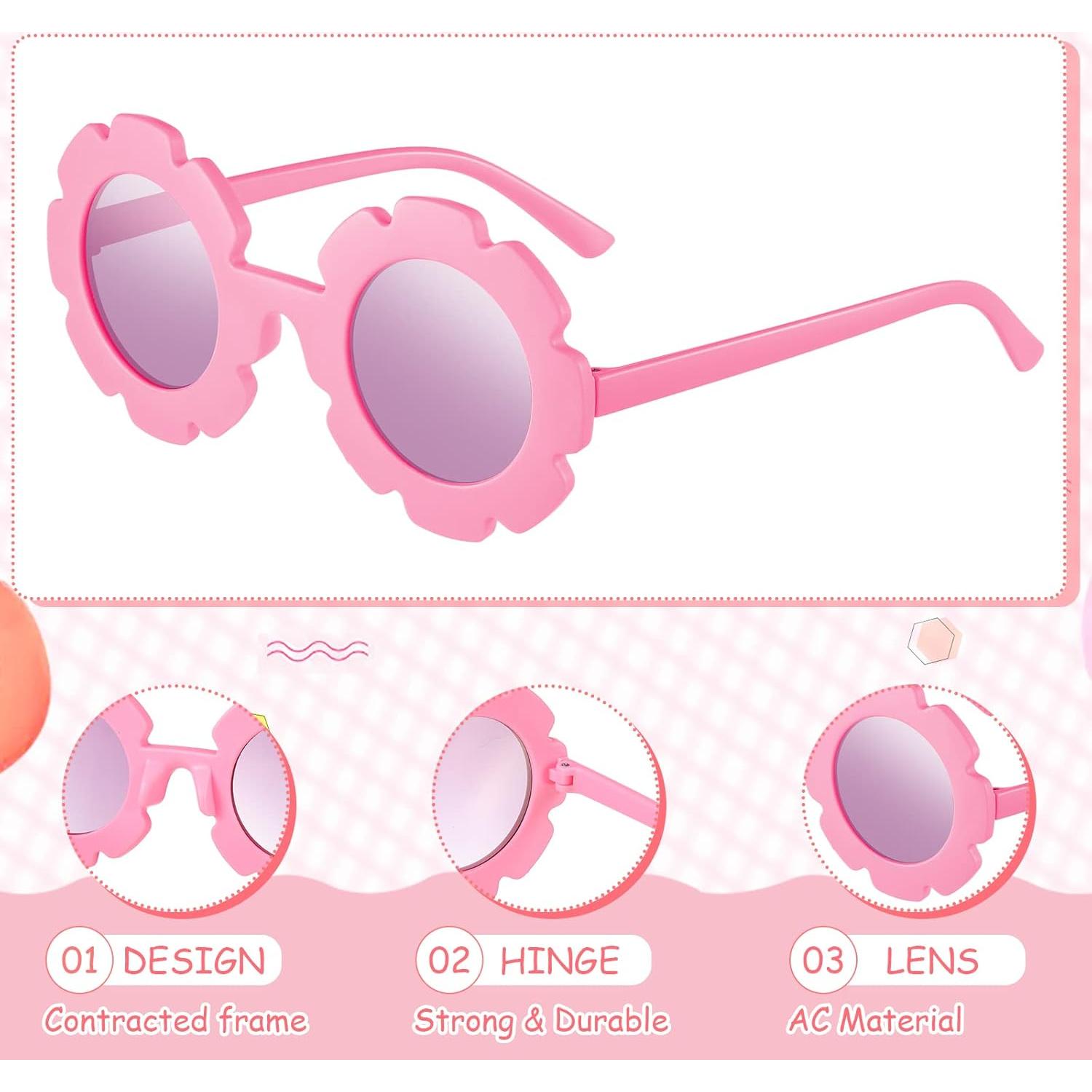 Gafas de sol redondas de flores para niños Frienda - 6 piezas