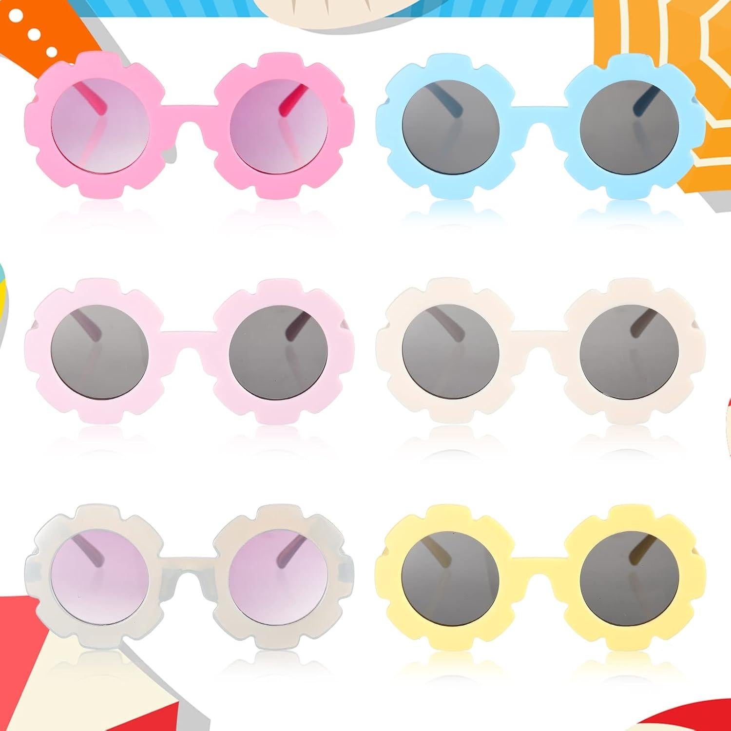 Gafas de sol redondas de flores para niños Frienda - 6 piezas