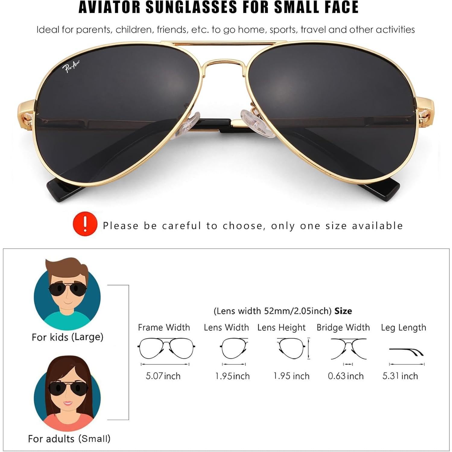 Gafas de sol aviador Pro Acme para niños 5-18 años, polarizadas