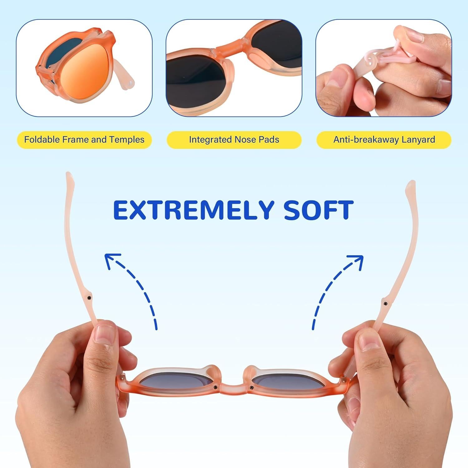 Gafas de sol para niños Derowern UV400 con correa ajustable