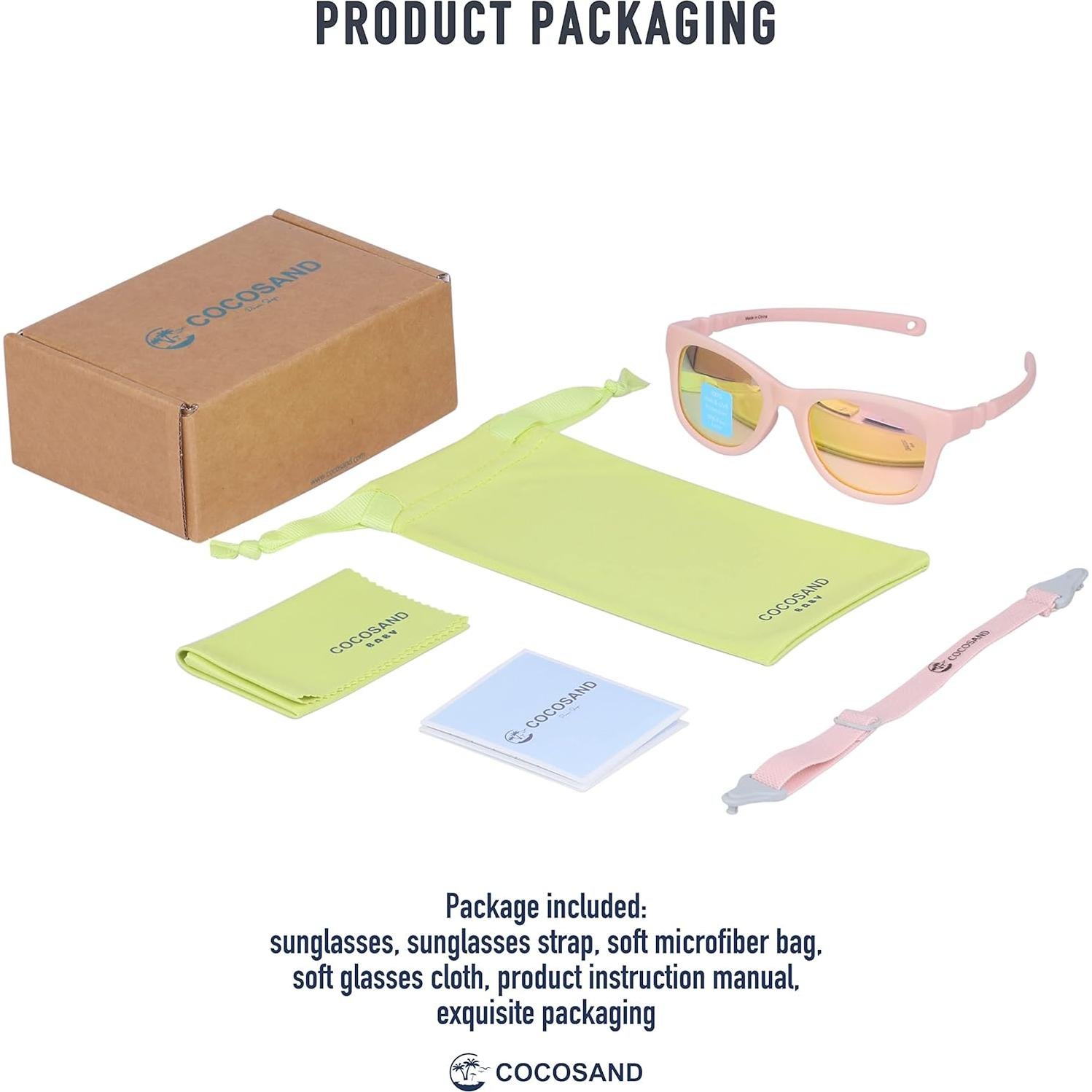 Gafas de sol COCOSAND para bebés 0-12 meses protección UV rosa