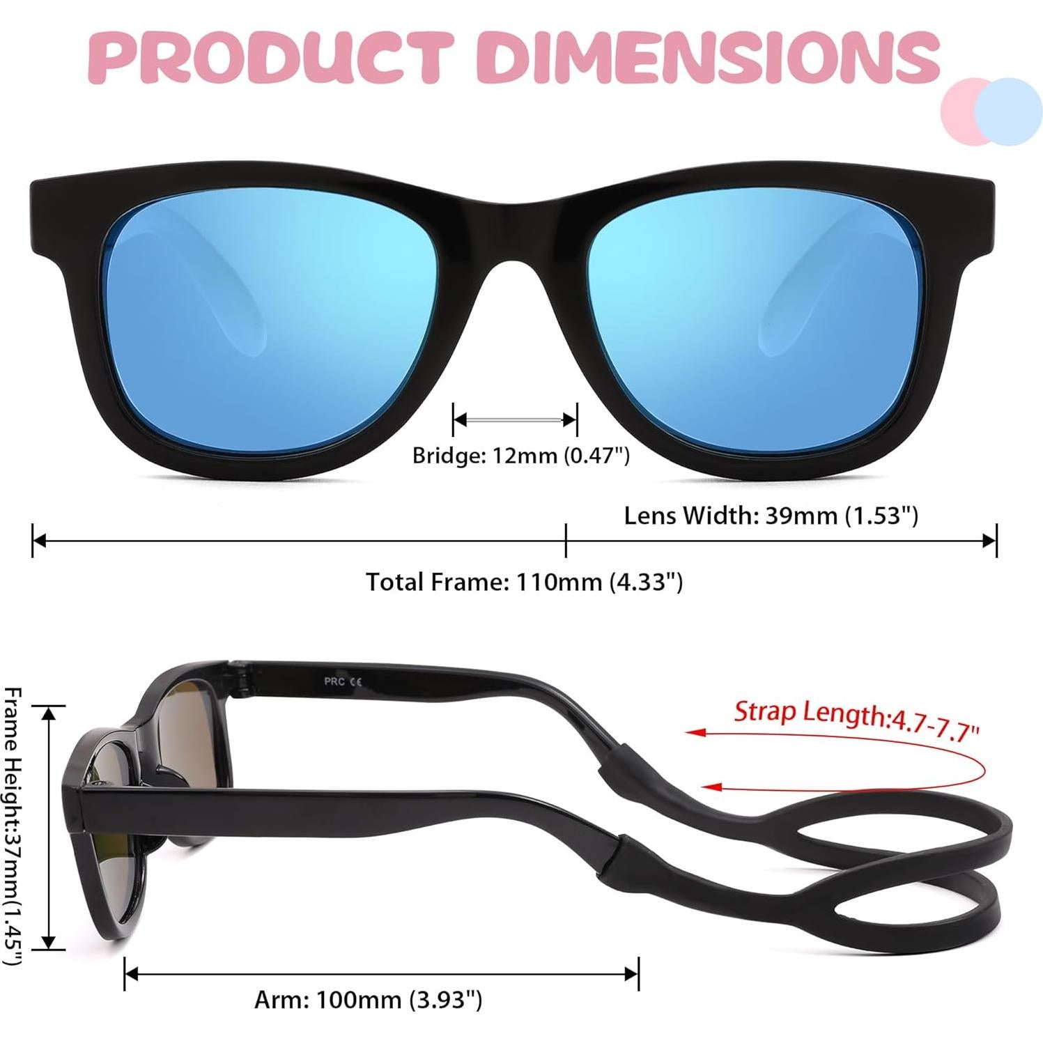 Gafas de sol polarizadas GLARDEFE para bebés 0-12 meses