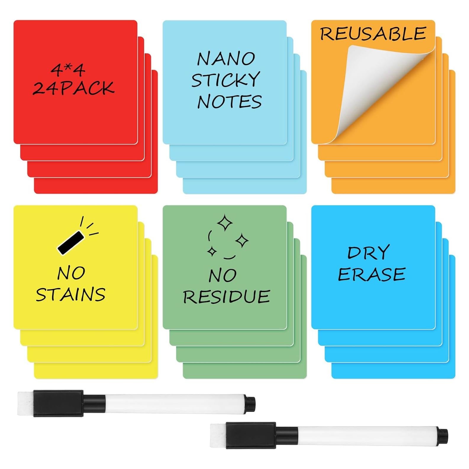 Notas Adhesivas Borrables Crtiin 24 Pack 7.62x7.62cm Colorido