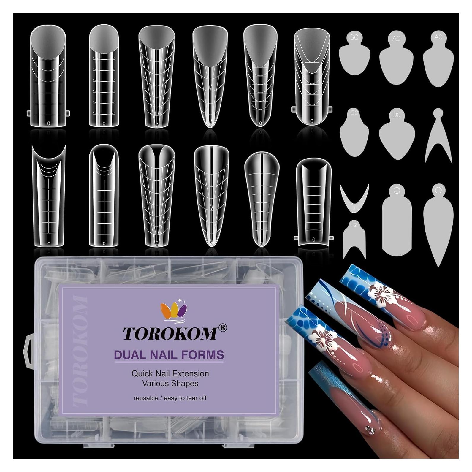 Kit 288PCS Formas Duales Uñas Acrílicas TOROKOM - 12 Tamaños