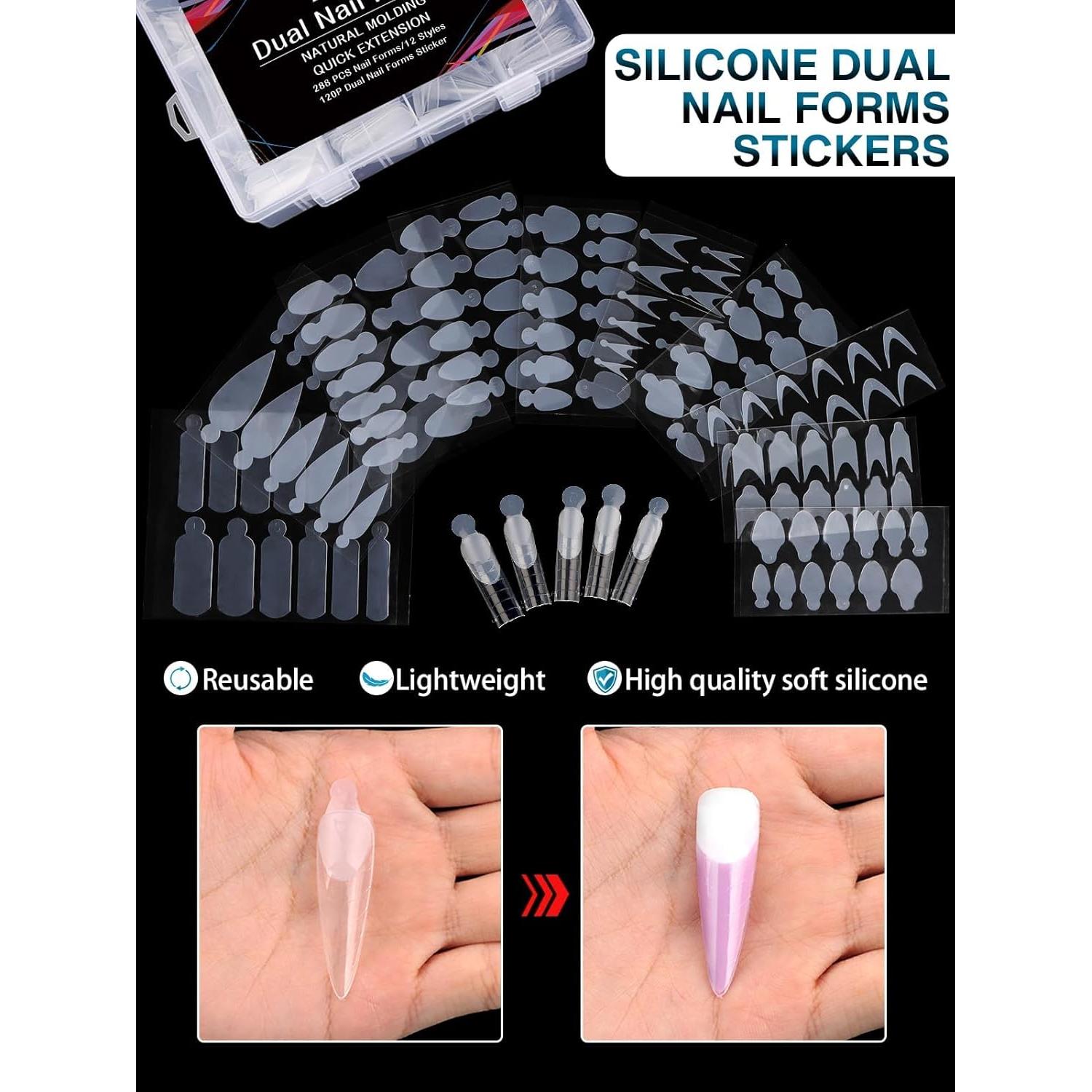 Kit 288PCS Formas Duales Uñas Acrílicas TOROKOM - 12 Tamaños