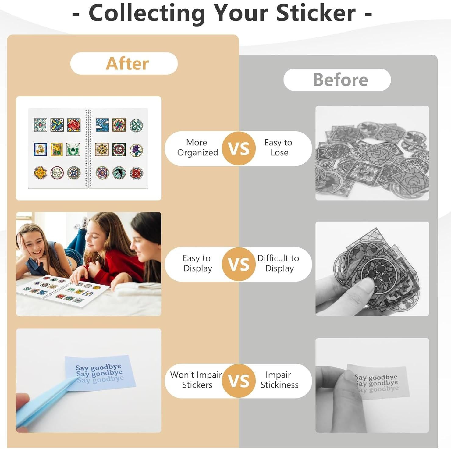 Álbum de Stickers Reutilizable Ruatu Grande 40 Hojas Transparente