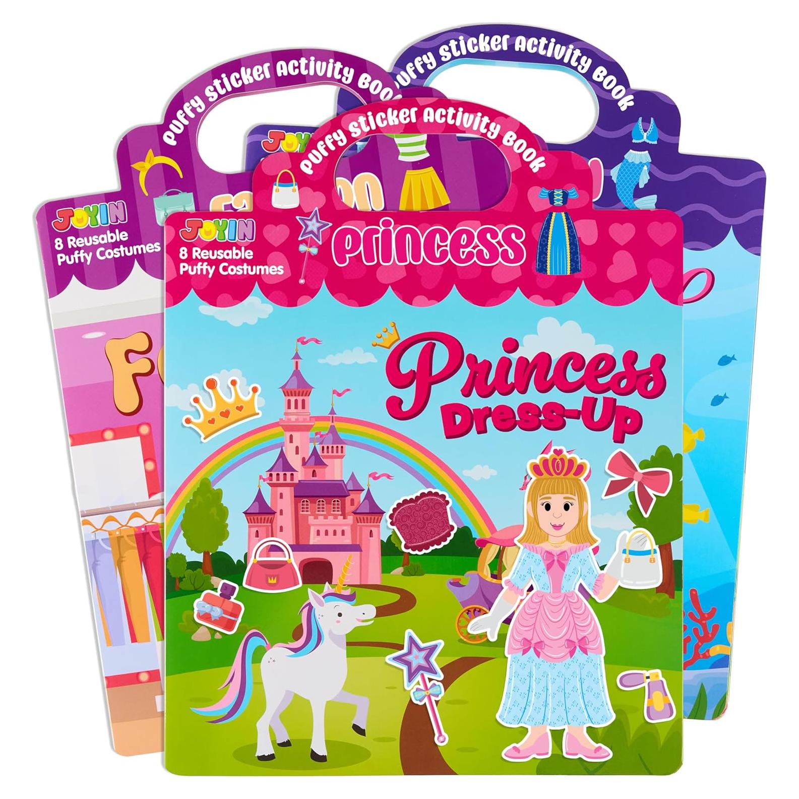 JOYIN Libros de Pegatinas Reutilizables 3D - 3 Pcs Sirena, Princesa, Moda