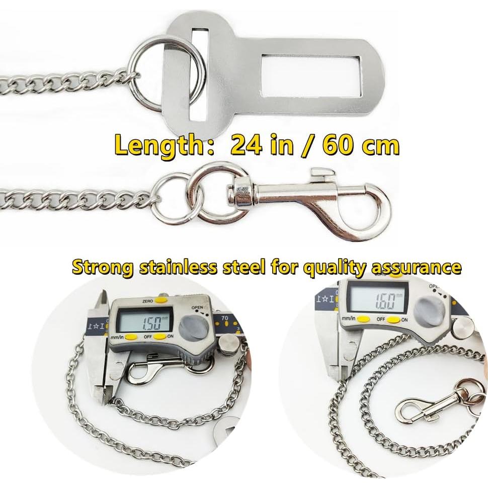 Cinturón de Seguridad para Perros JiathreeJ - Acero Inoxidable 60 cm