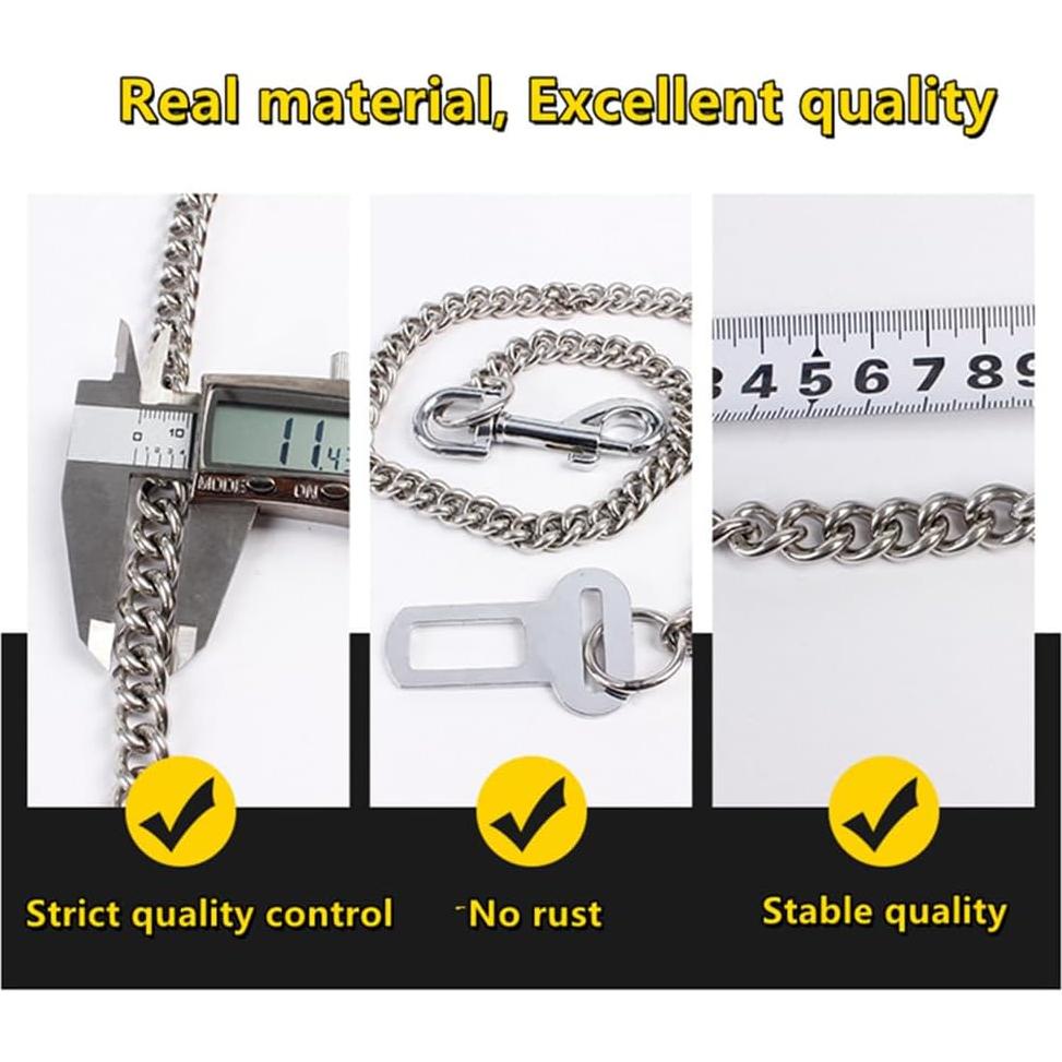 Cinturón de Seguridad para Perros JiathreeJ - Acero Inoxidable 60 cm