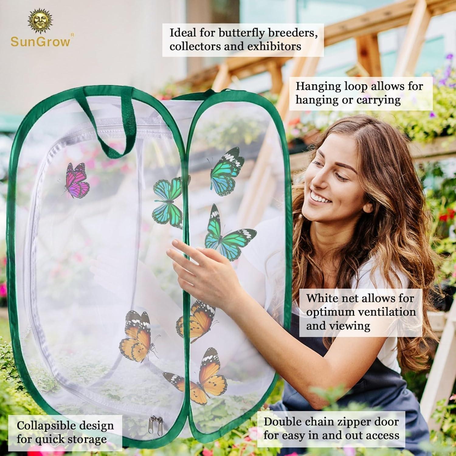 Jaula Plegable para Mariposas SunGrow 61 cm Verde