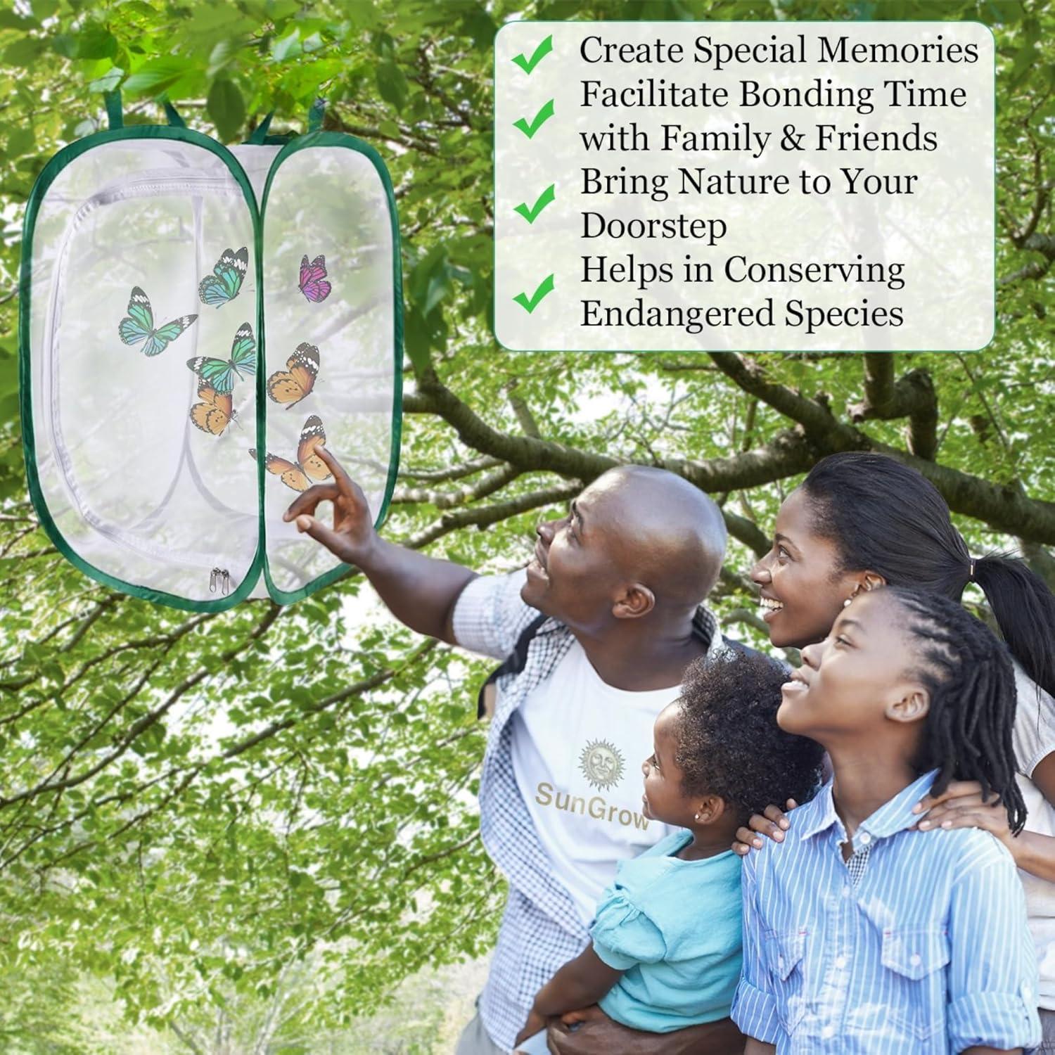 Jaula Plegable para Mariposas SunGrow 61 cm Verde