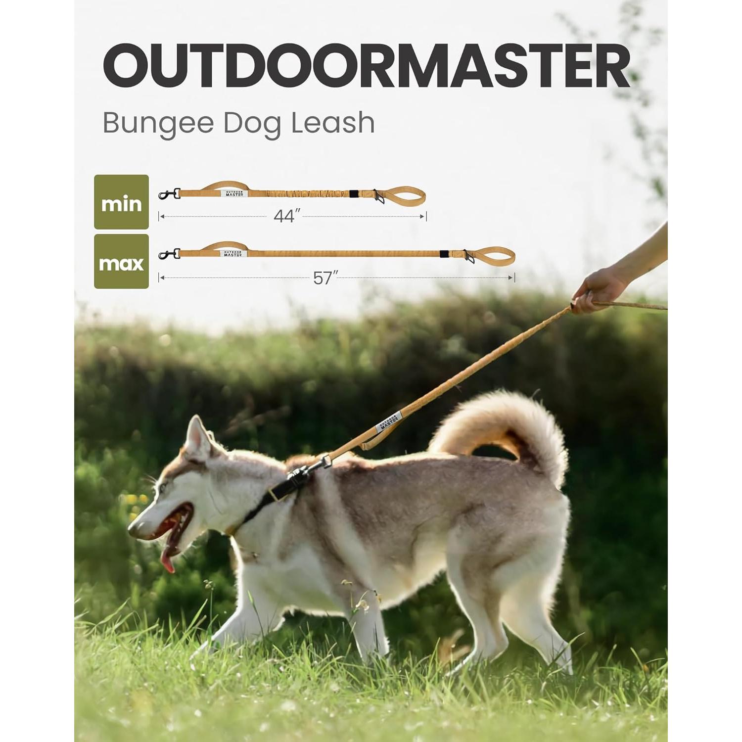Correa Bungee para Perros OutdoorMaster 1.14-2.01m Marrón