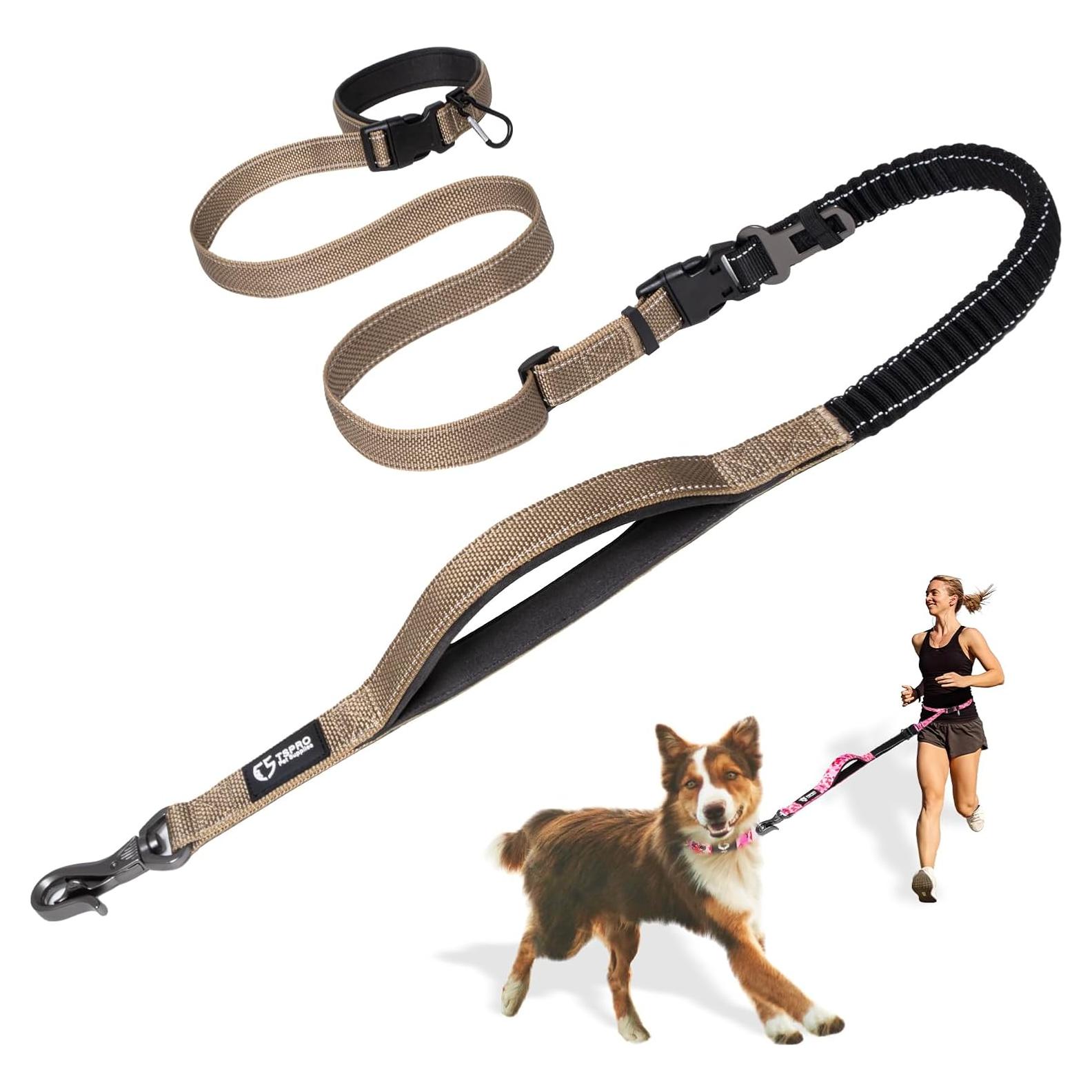 Correa de Perro Manos Libres TSPRO Bungee 144-212cm Caqui