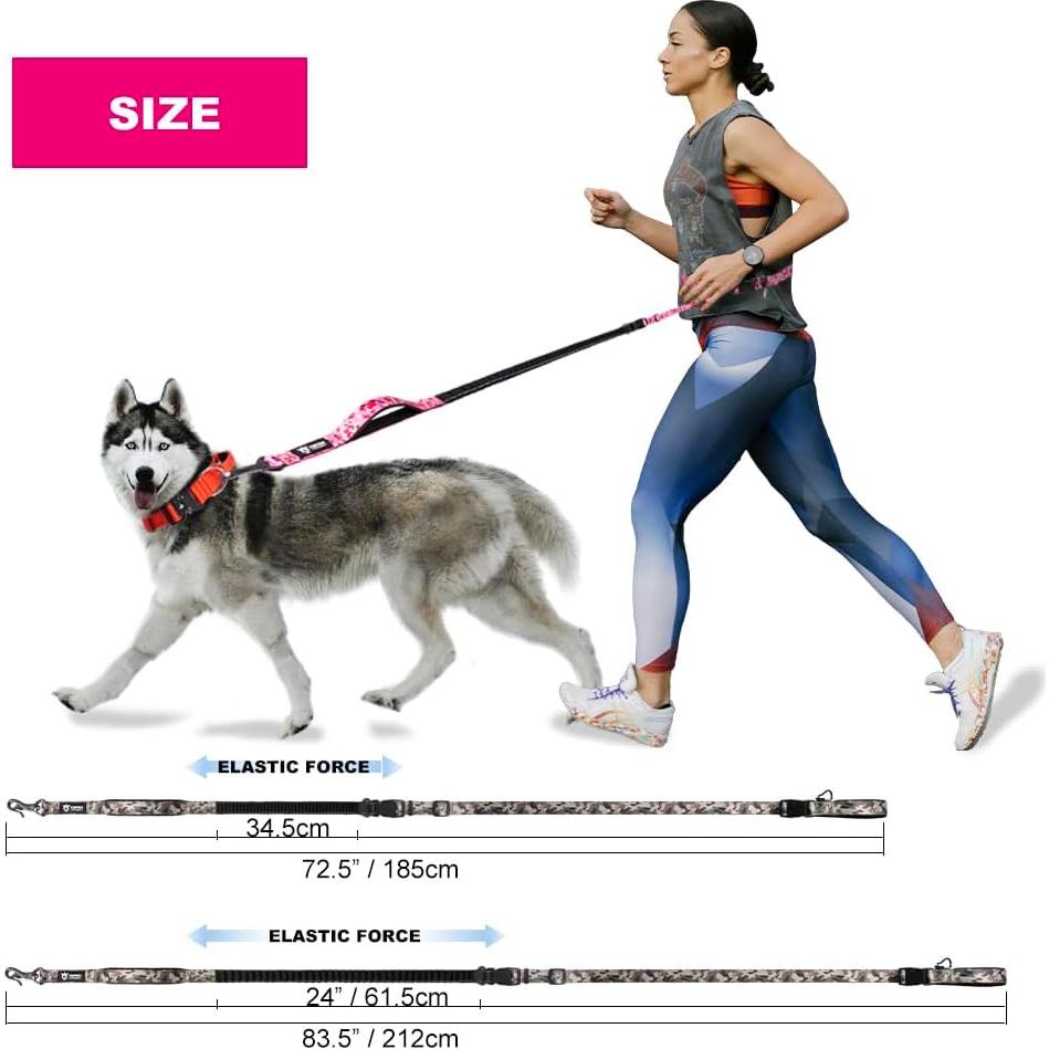 Correa de Perro Manos Libres TSPRO Bungee 144-212cm Caqui