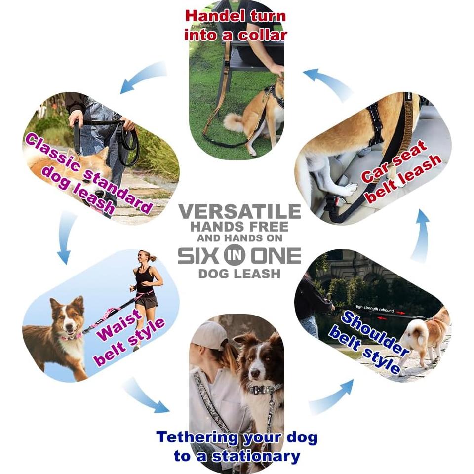 Correa de Perro Manos Libres TSPRO Bungee 144-212cm Caqui