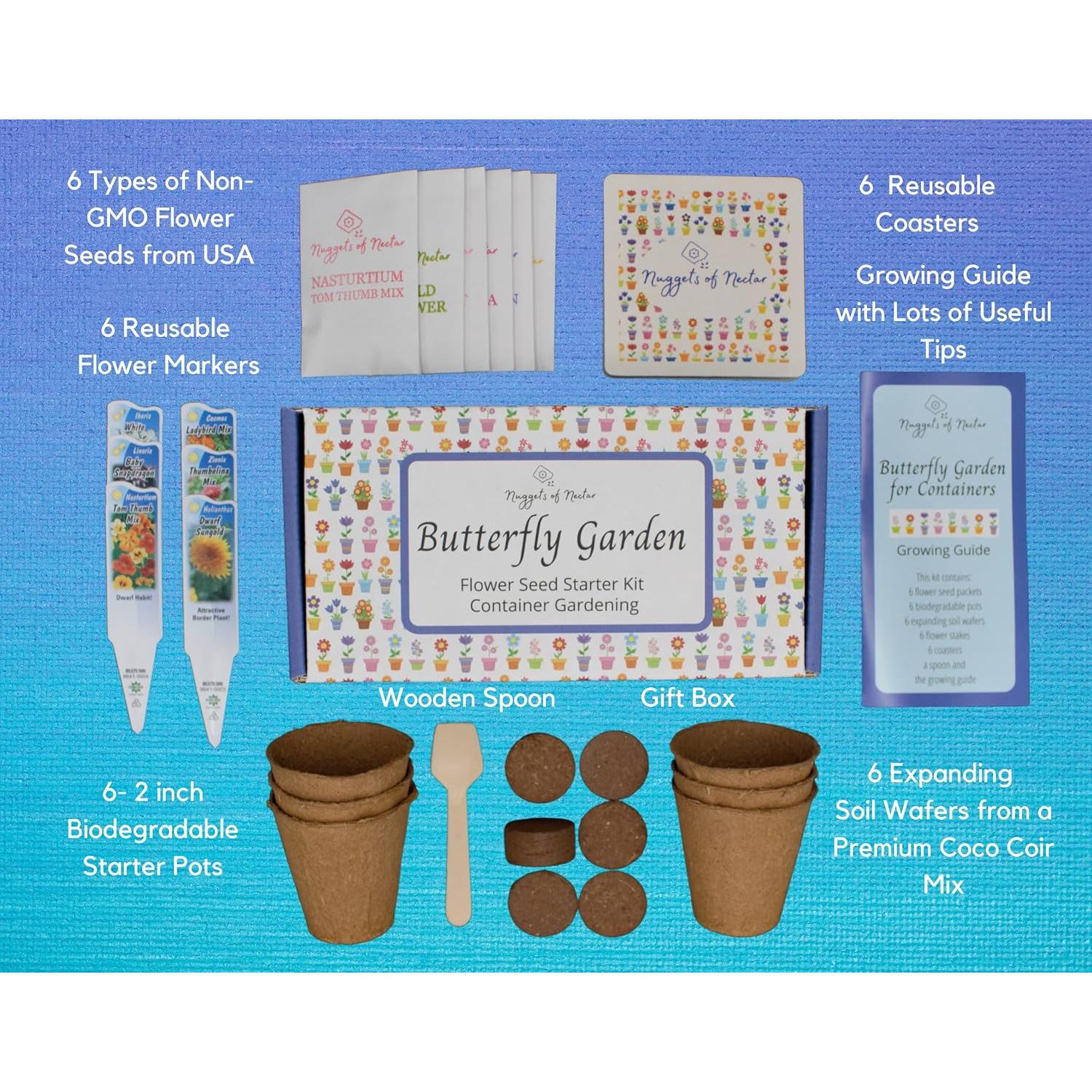 Kit de Semillas de Flores Silvestres Nuggets of Nectar - 6 Variedades