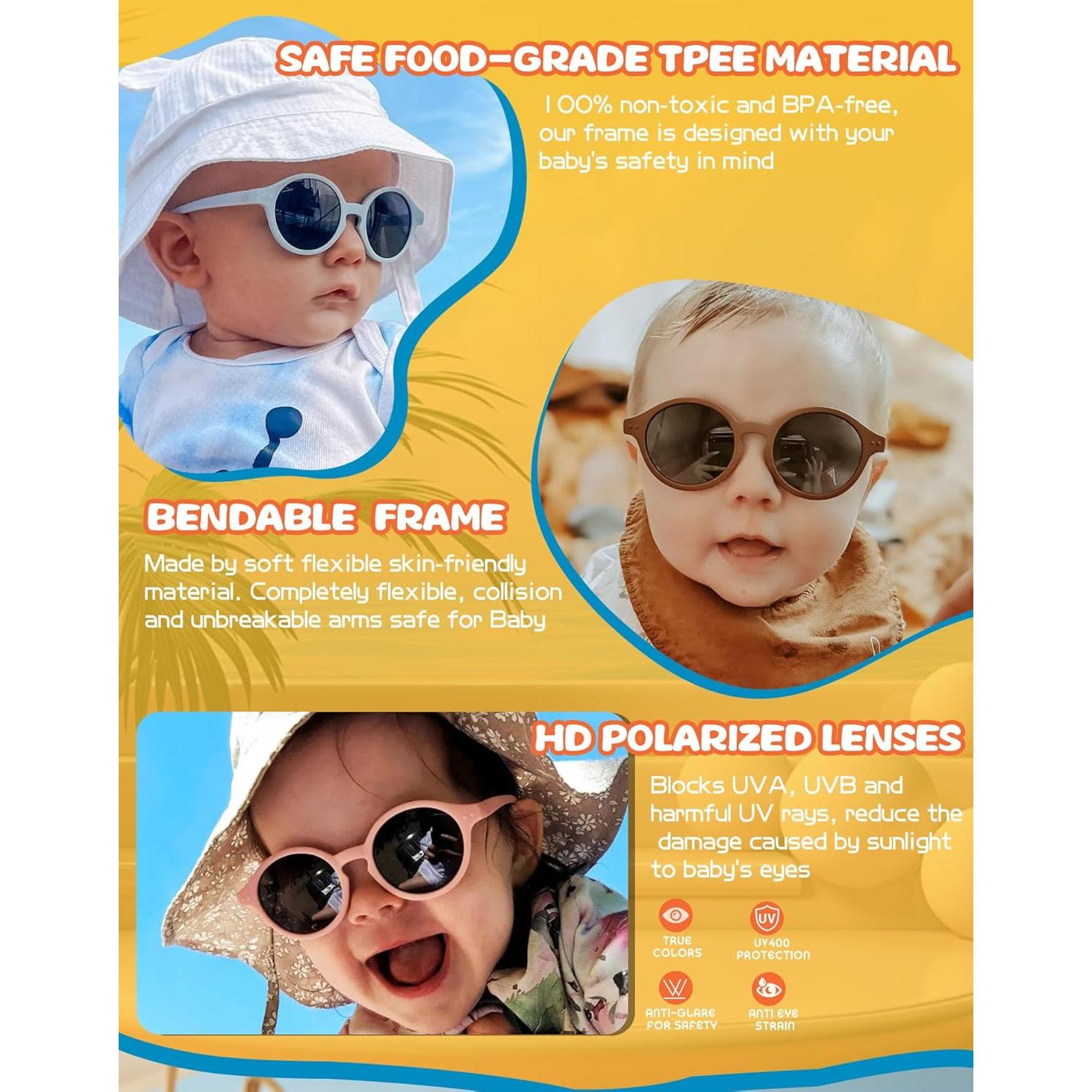 Gafas de sol polarizadas NULOOQ para bebés - Paquete de 2