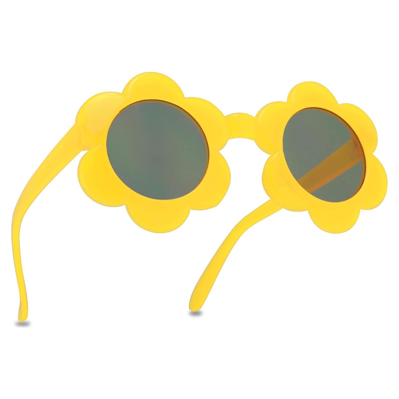 Gafas de sol redondas ShadyVEU para niñas con marco de flores
