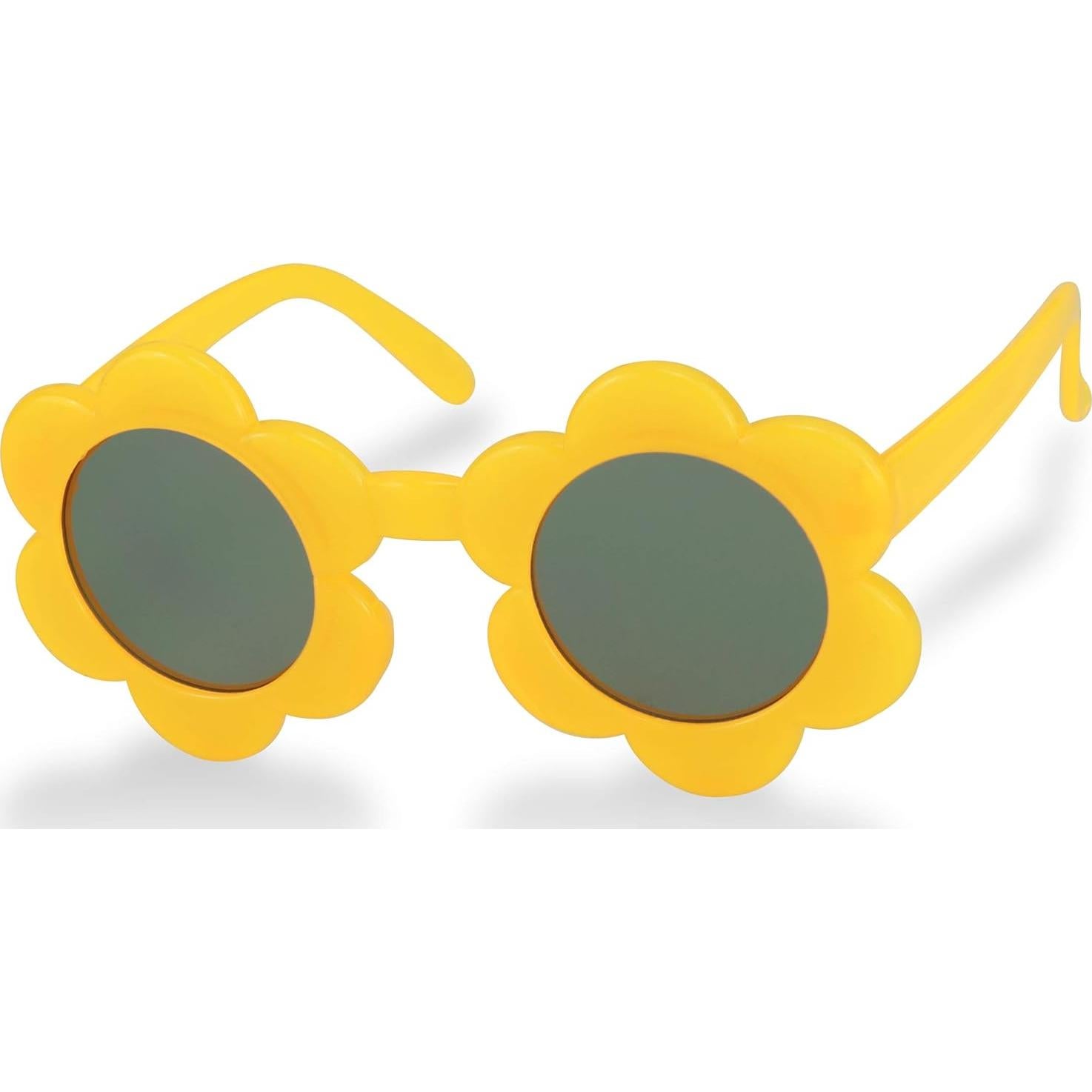 Gafas de sol redondas ShadyVEU para niñas con marco de flores