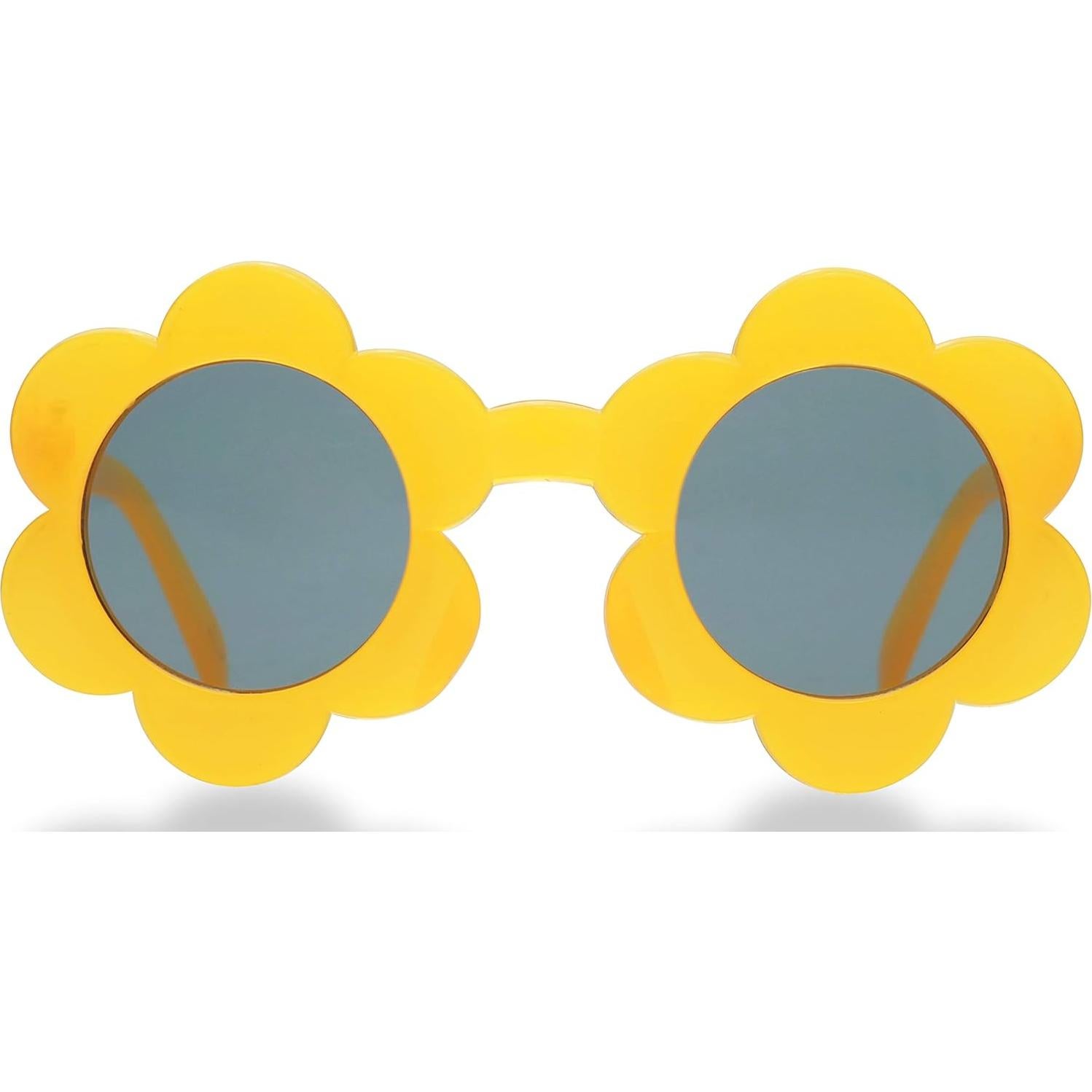 Gafas de sol redondas ShadyVEU para niñas con marco de flores