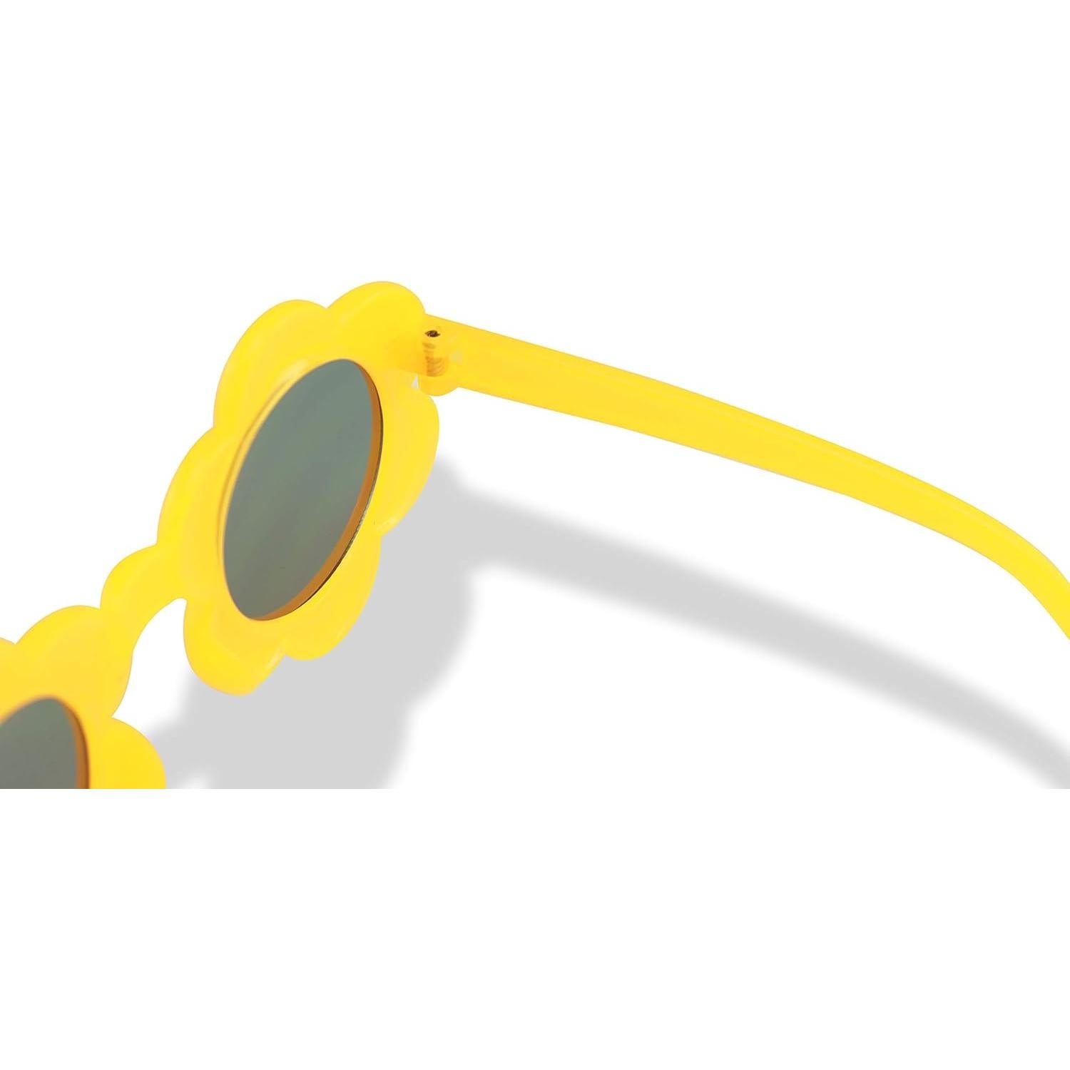 Gafas de sol redondas ShadyVEU para niñas con marco de flores