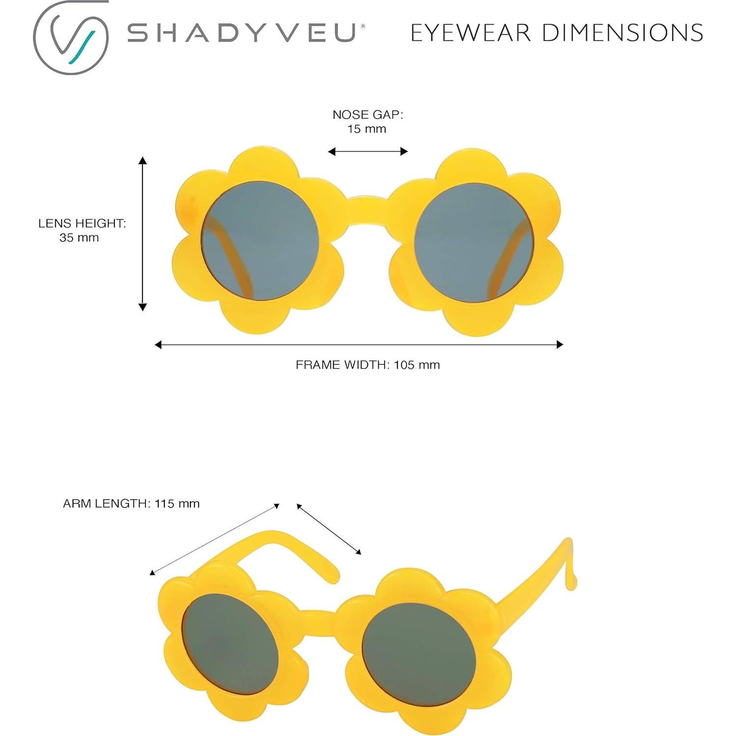 Gafas de sol redondas ShadyVEU para niñas con marco de flores