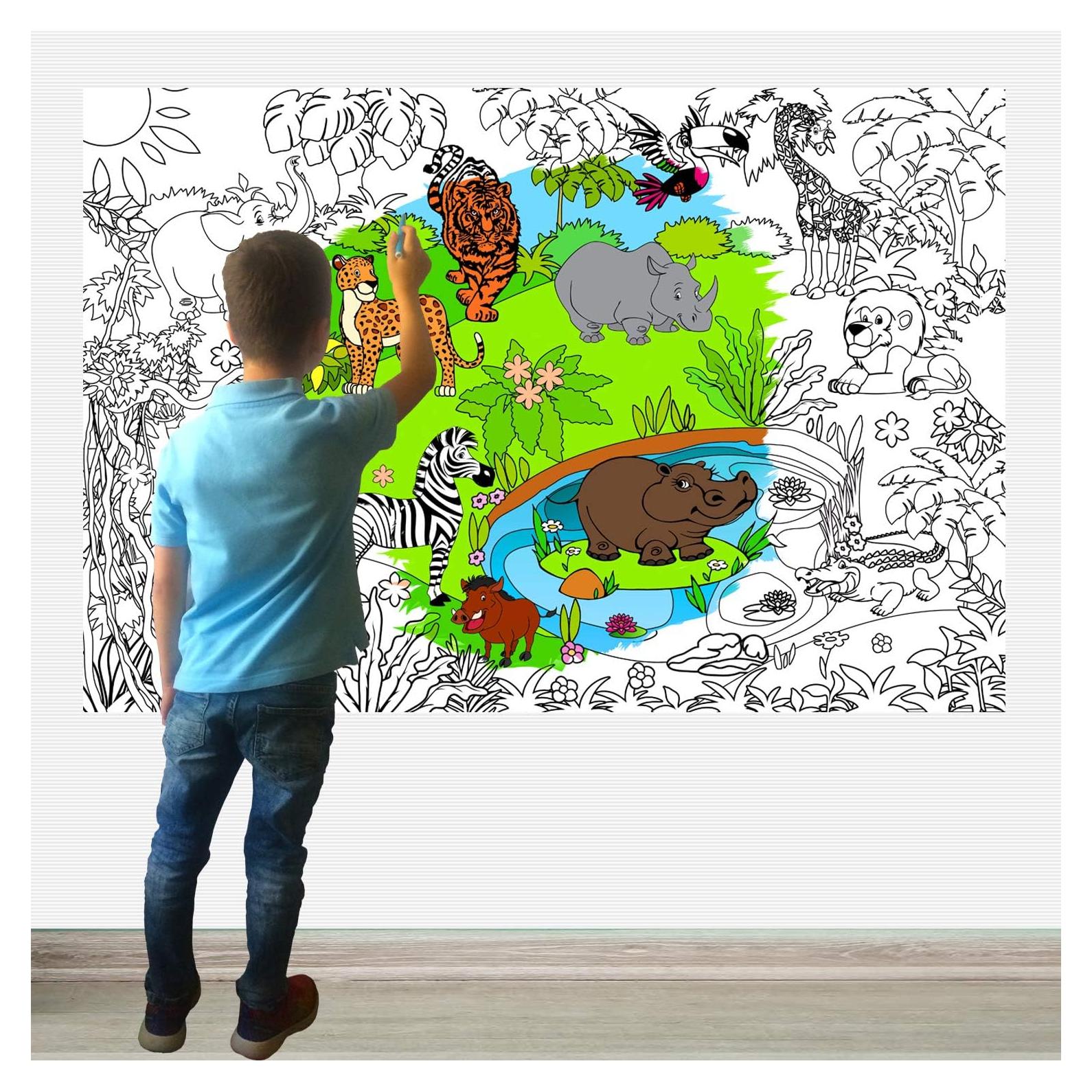 Póster Gigante para Colorear ALEX Art - Animales de la Jungla