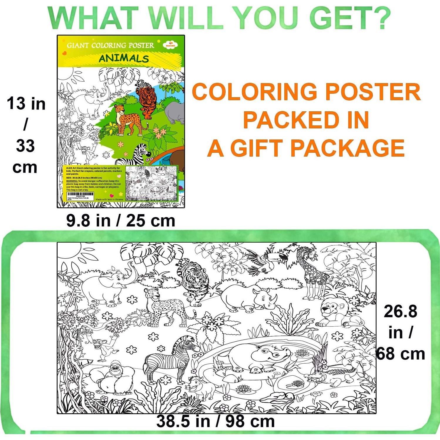 Póster Gigante para Colorear ALEX Art - Animales de la Jungla