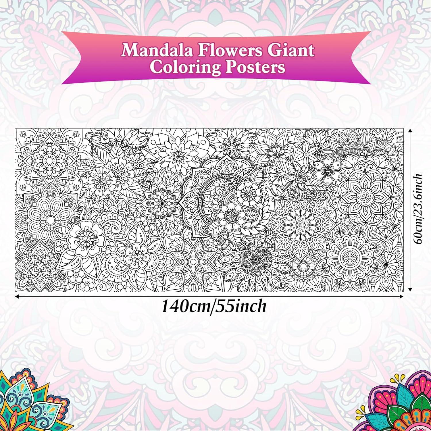 Póster de Coloración Mandala Gigante PHOGARY 140x60 cm