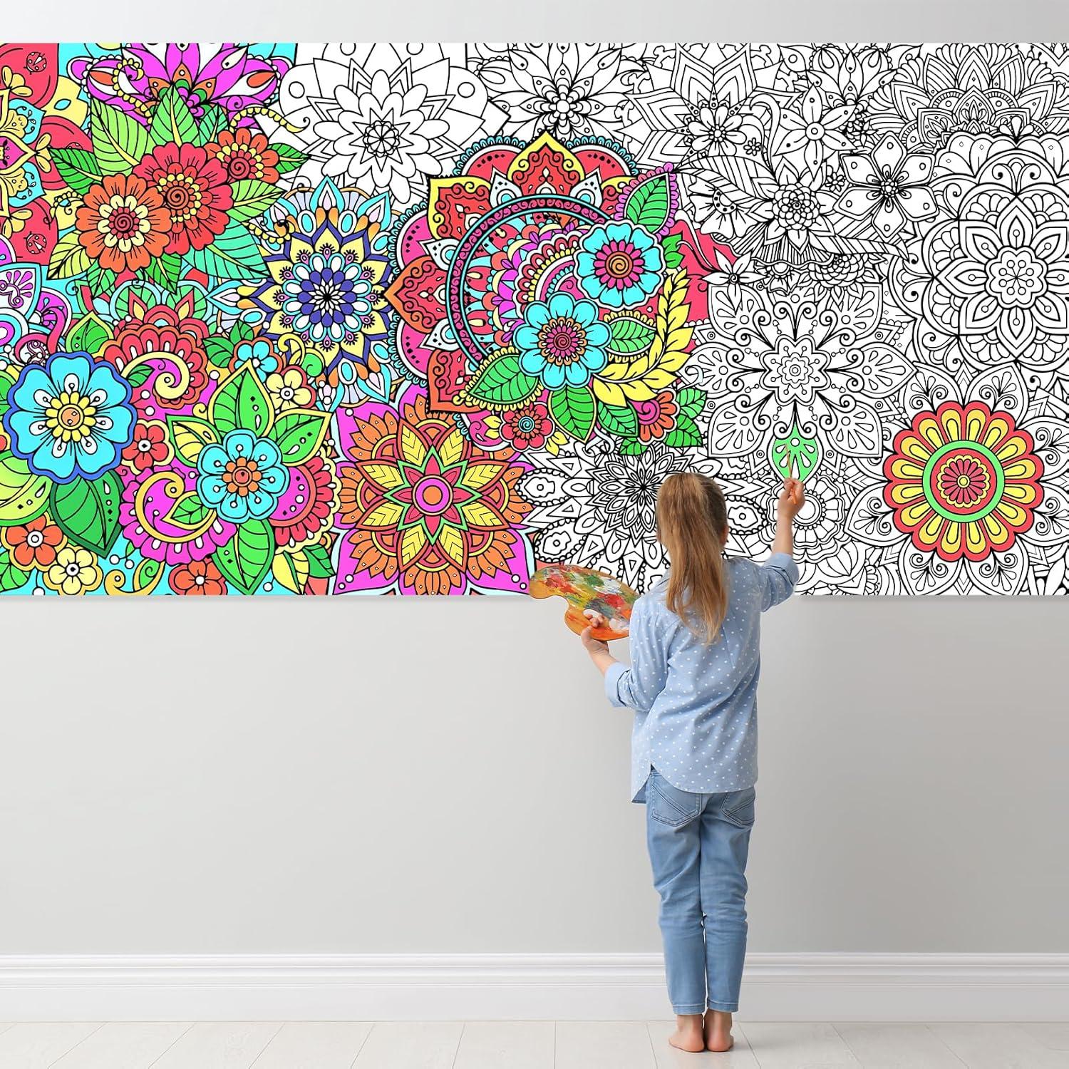 Póster de Coloración Mandala Gigante PHOGARY 140x60 cm