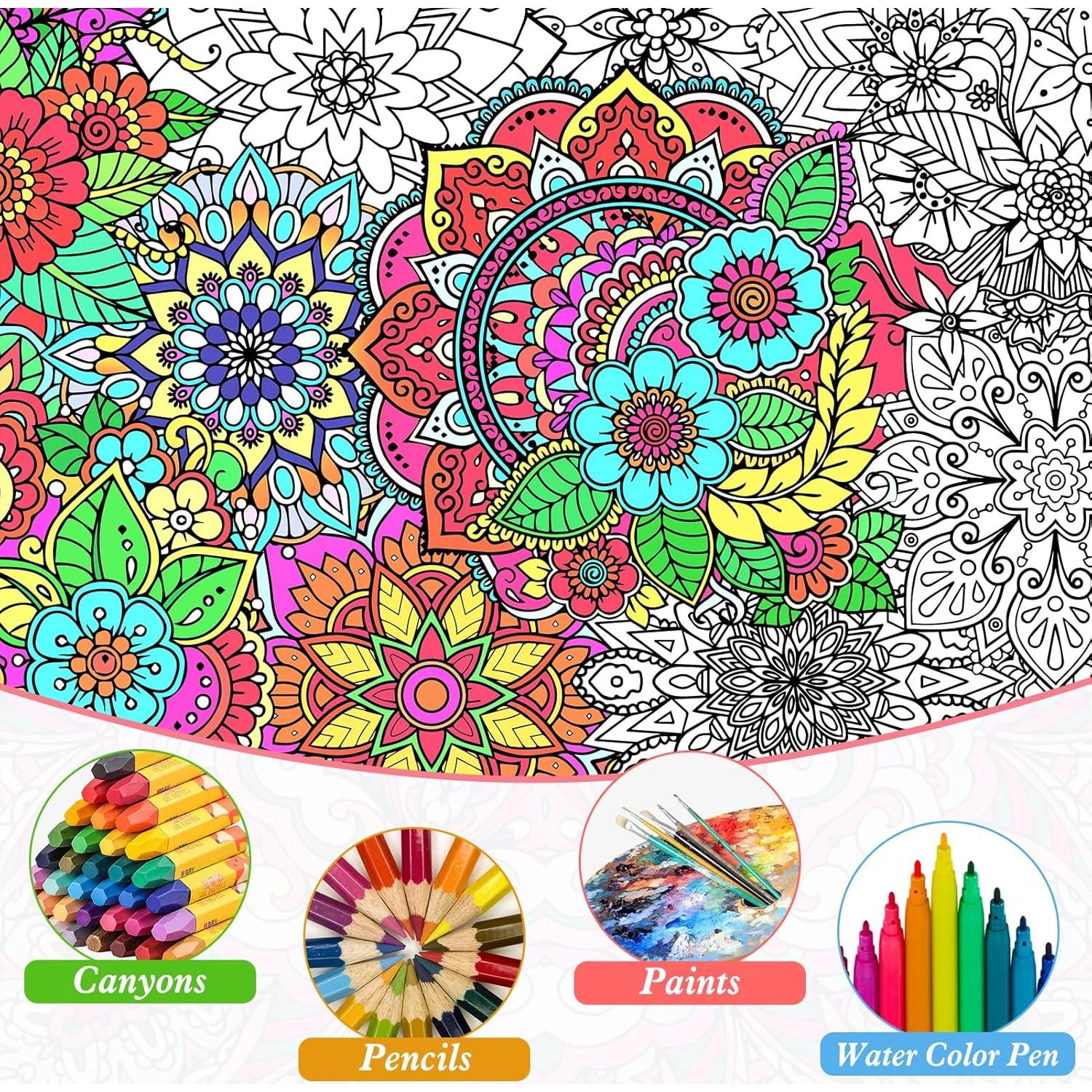 Póster de Coloración Mandala Gigante PHOGARY 140x60 cm