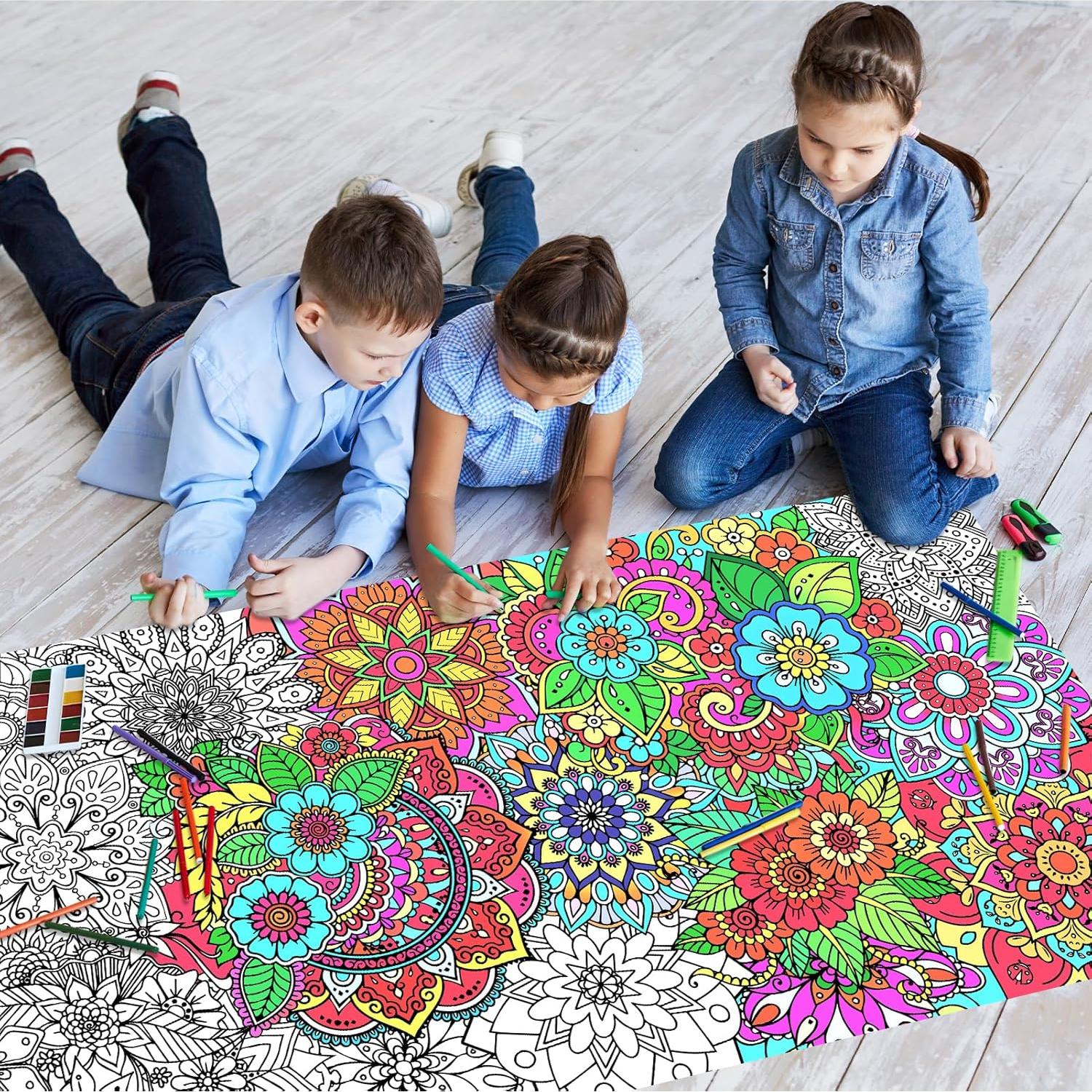 Póster de Coloración Mandala Gigante PHOGARY 140x60 cm
