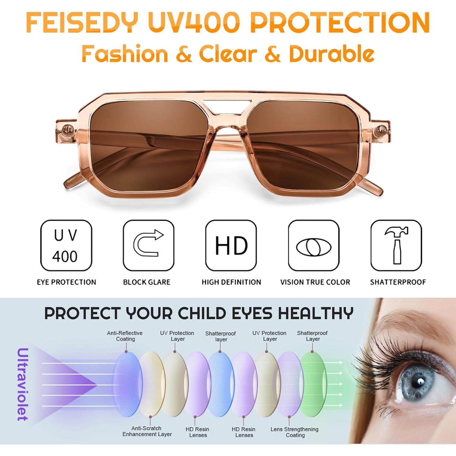 Gafas de sol para niños FEISEDY Piloto Vintage 0-6 años