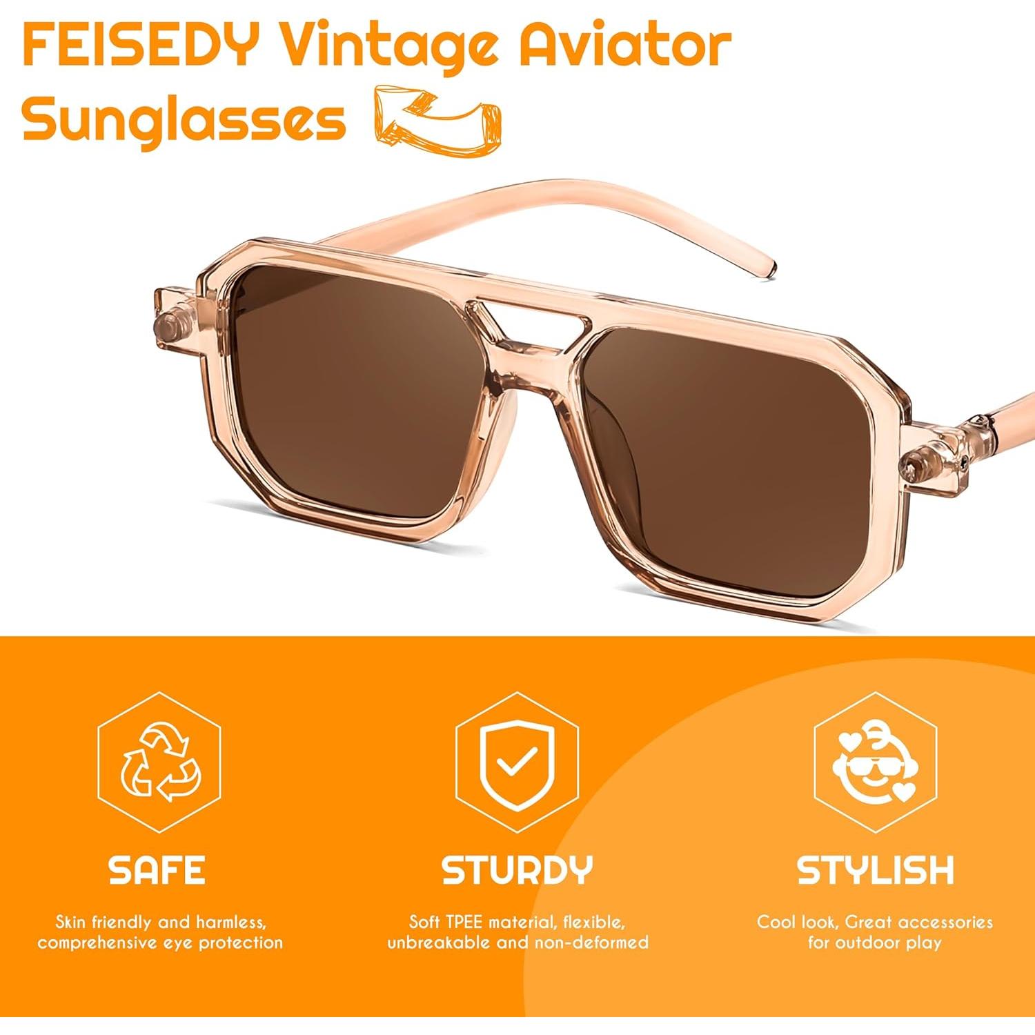 Gafas de sol para niños FEISEDY Piloto Vintage 0-6 años