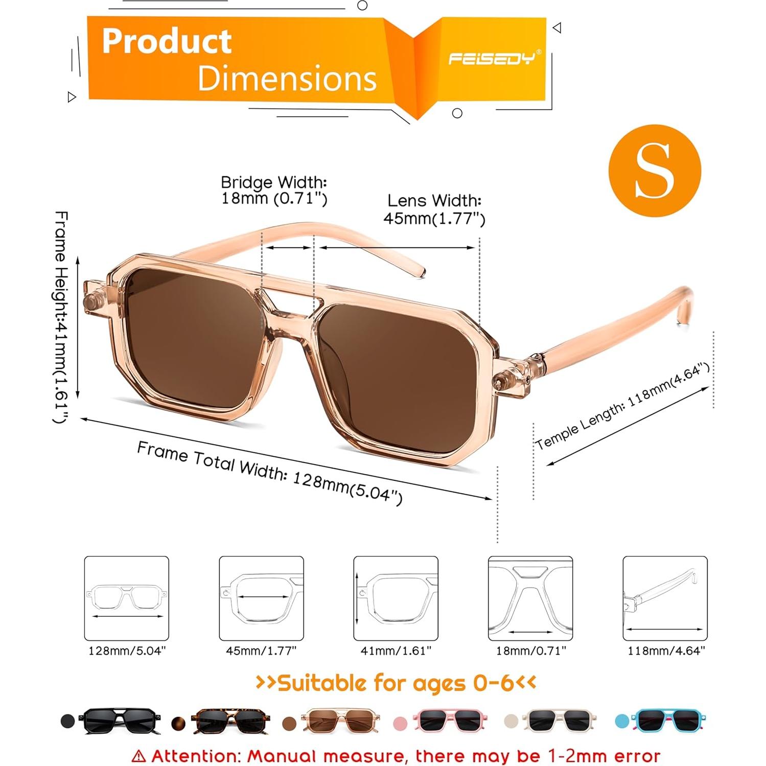 Gafas de sol para niños FEISEDY Piloto Vintage 0-6 años