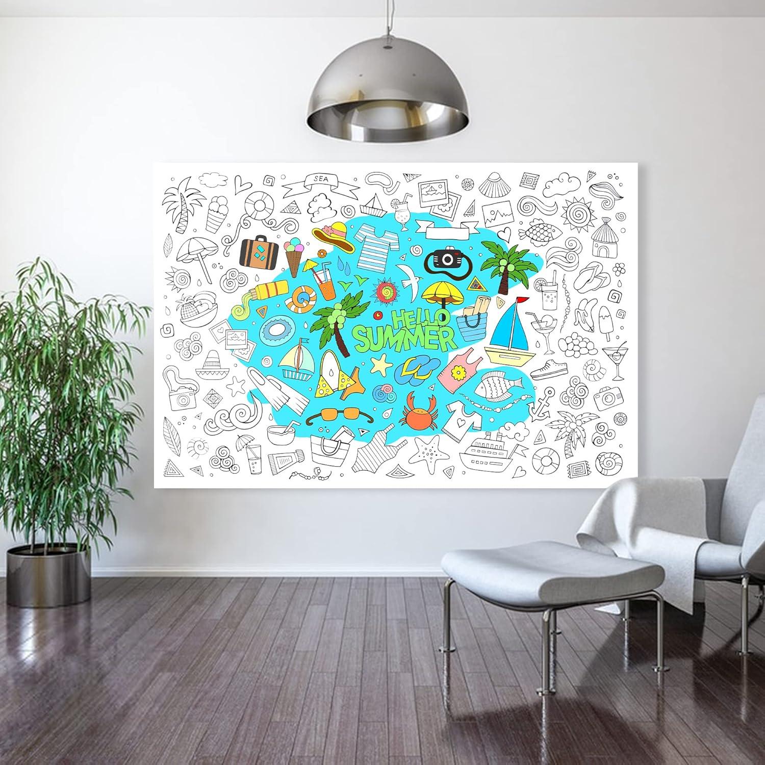 Póster Gigante para Colorear AllReal Mar de Verano 120x80cm