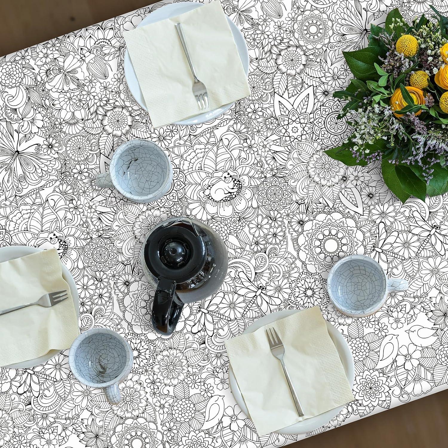 Cubierta de Mesa para Colorear Mandala Uiifan 137x274 cm