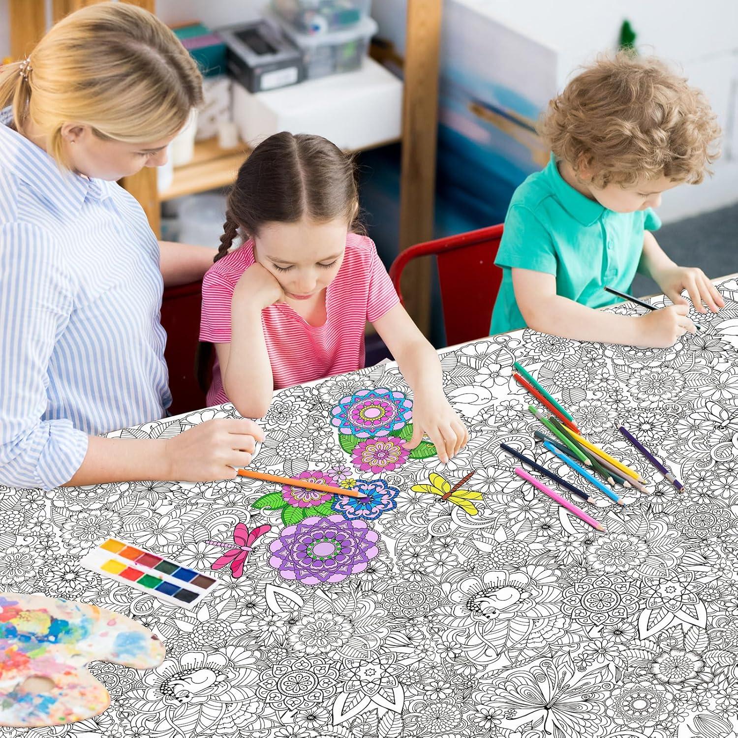 Cubierta de Mesa para Colorear Mandala Uiifan 137x274 cm